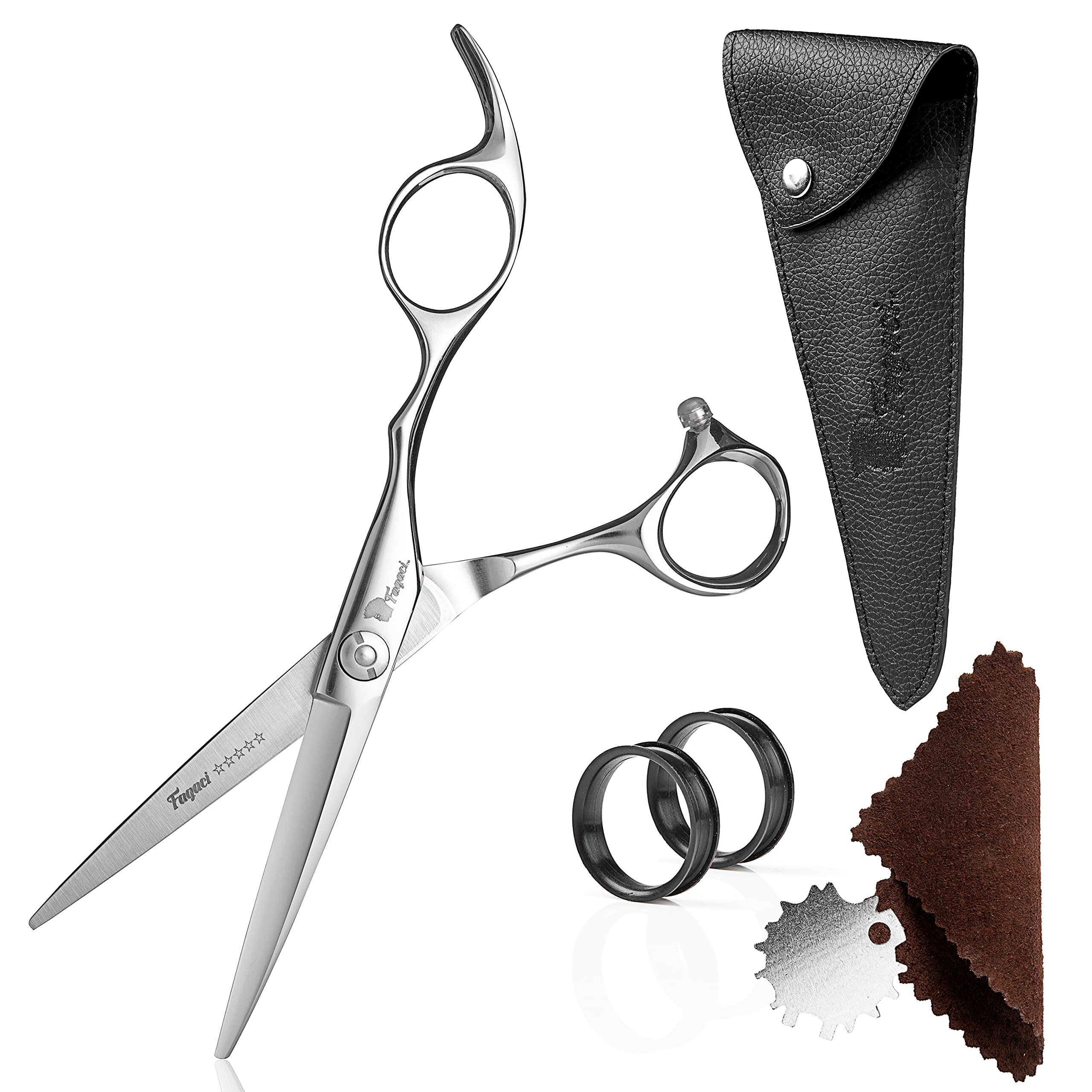 Professional Hair Scissors 5.5 Inch with Extremely Sharp Blades, 440C Steel  Hair Cutting Scissors, Durable, Smooth Motion & Fine Cut, Barber Scissors  with Elegant Sheath, Cleaning Leather & Key Hair Cutting Scissors