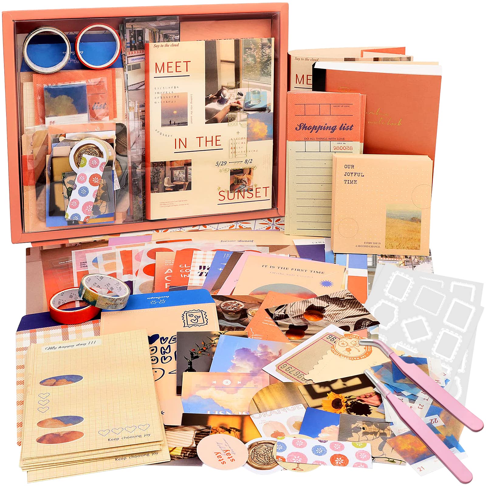 Aesthetic Scrapbook Supplies Kit, Bullet Junk Journal Kit with  Journaling/Scrapbooking Supplies, A6 Grid Notebook with