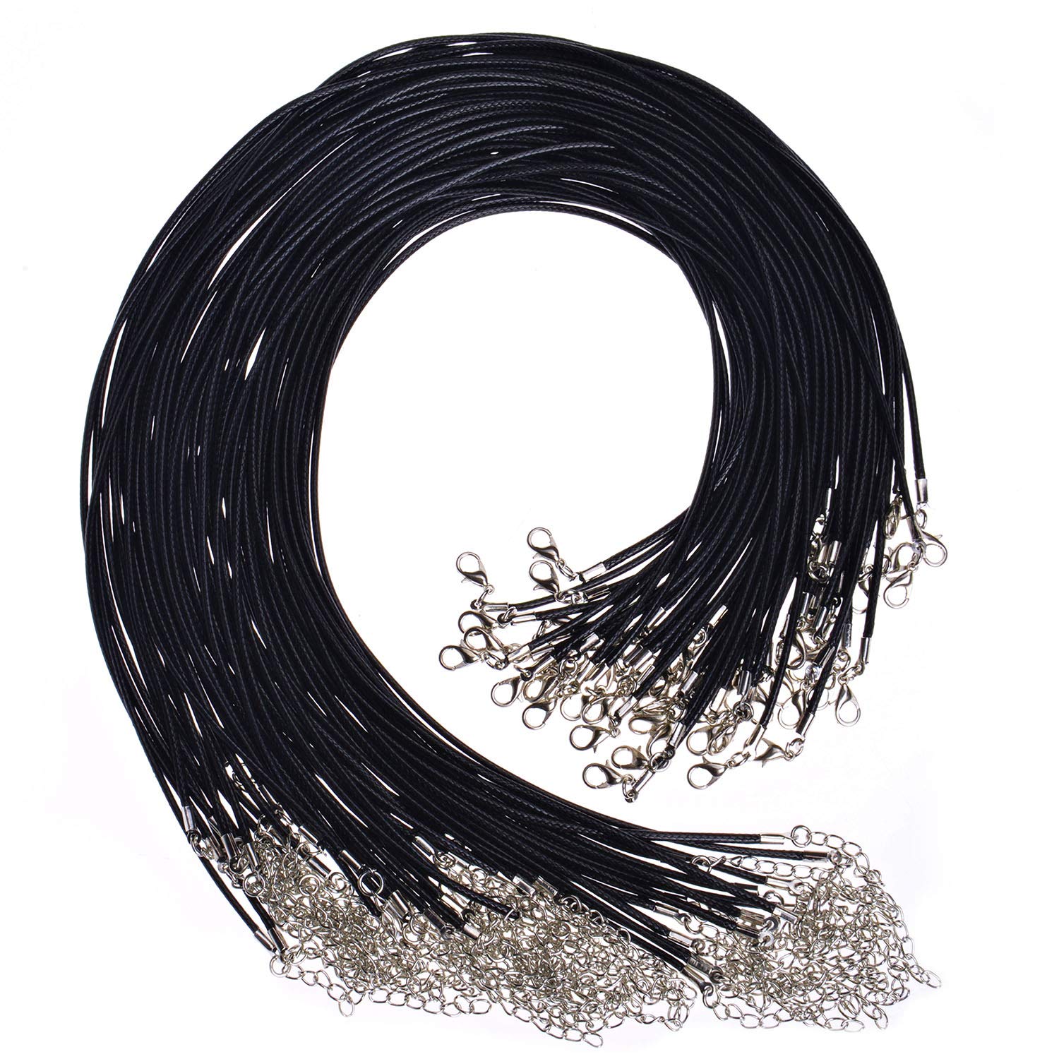 Selizo 100Pcs Necklace Cord for Jewelry Making, Black Waxed Necklace Cord  String for Jewelry Necklace Bracelet Making Supplies