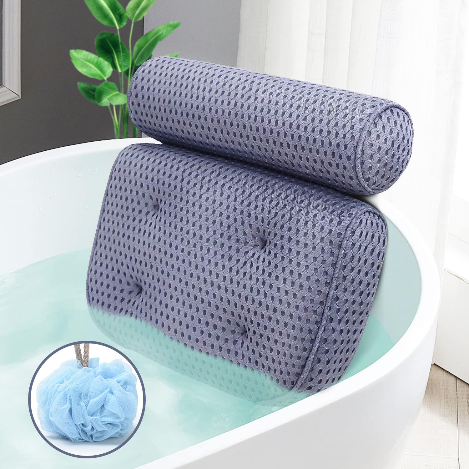 Luxury Bath Pillow - Relieve Stress and Rejuvenate - With Neck and Head  Rest Support - Ergonomic Shape and Extra Soft Mesh - Bathtub Pillow, Bath  Pillows for Tub, Bath Accessories, Bathtub Accessories