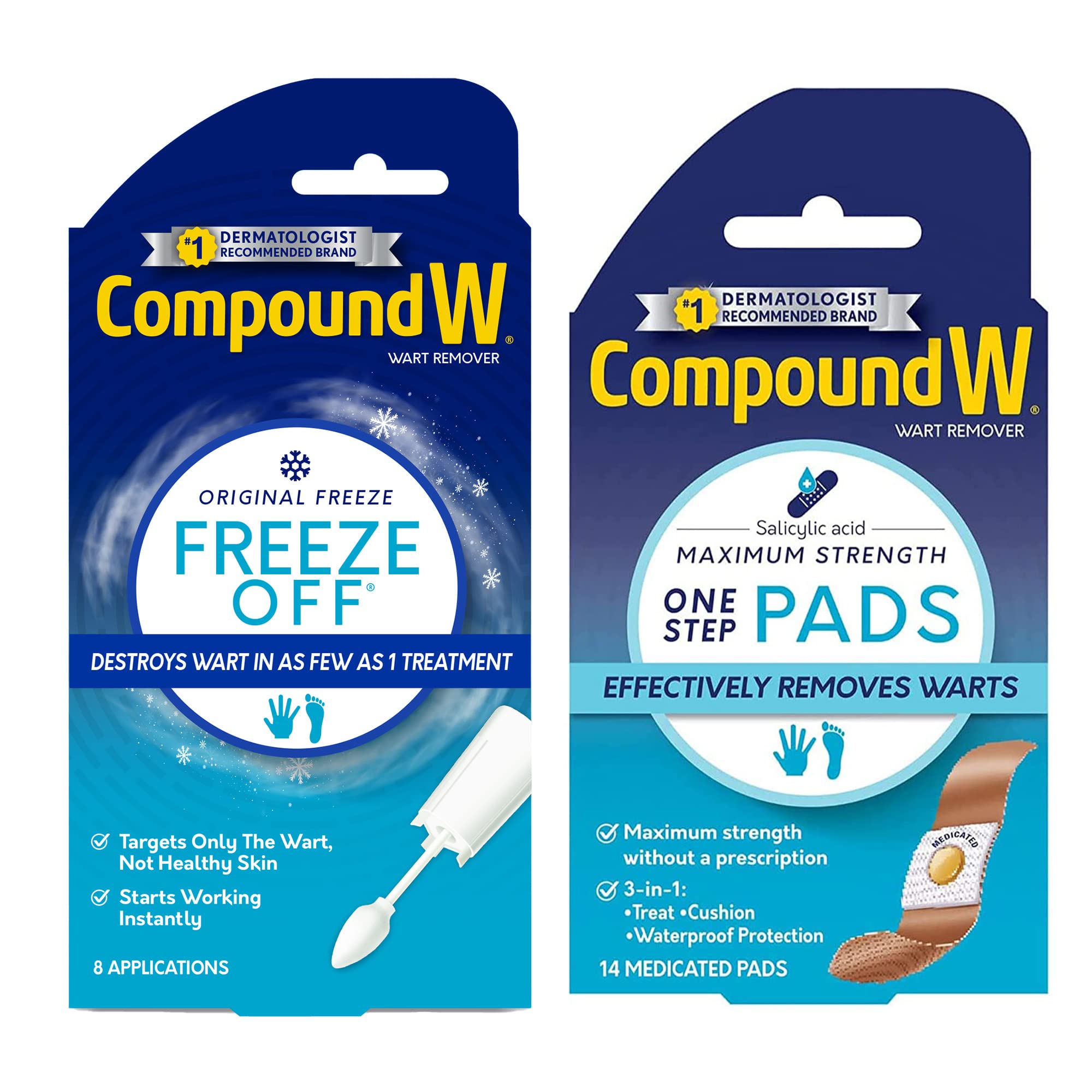 Compound W Freeze Off Wart Remover 8 Applications and One Step Pads (14  Count)