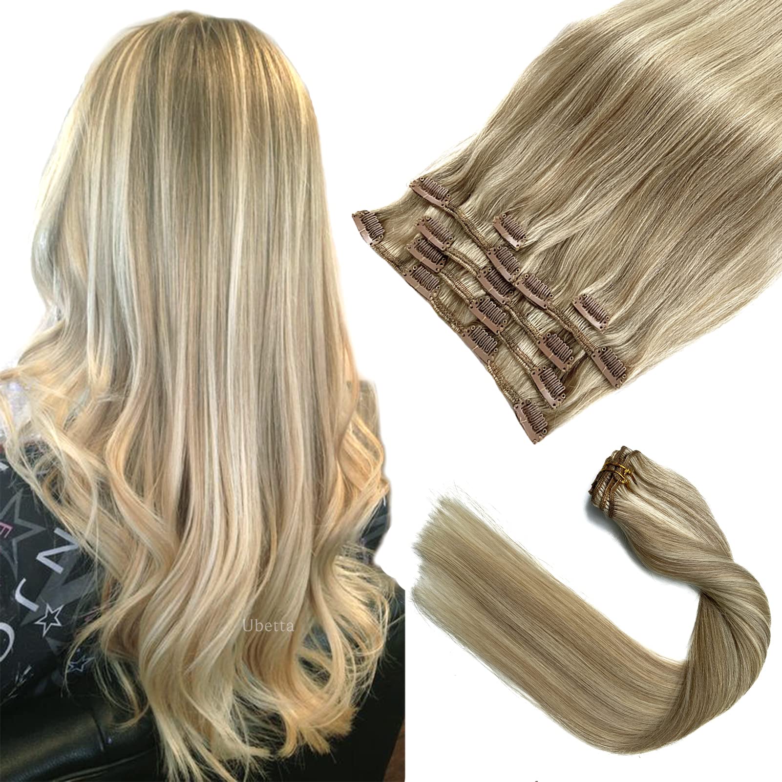 Clip in Hair Extensions Real Human Hair for Women 20inch 7pcs Black Hair Extensions 70g 100% Remy Virgin Human Hair Clip in Extensions Double Weft