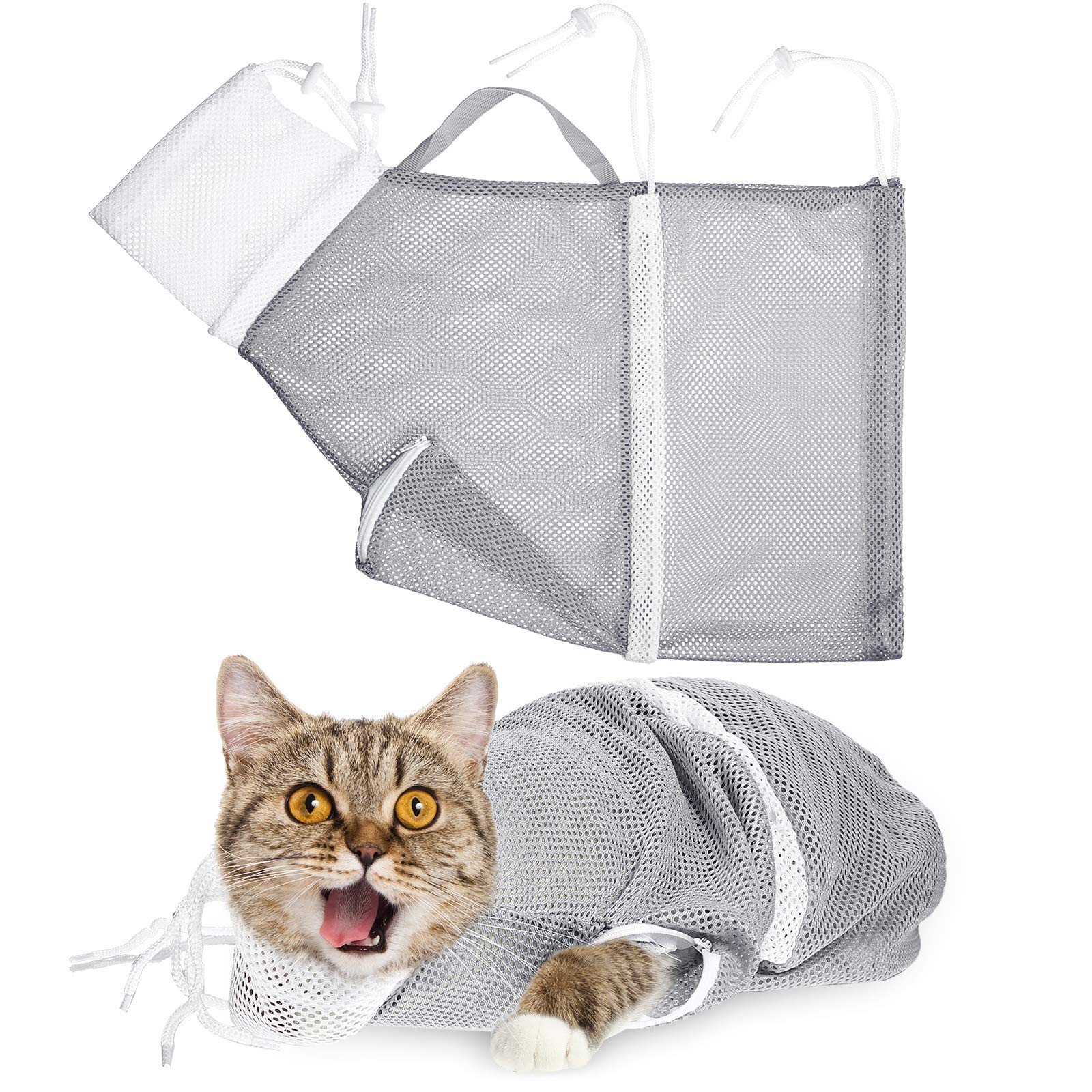 Cat Shower Net Bag Cat Grooming Bathing Bag Adjustable Cat Washing Bag  Multifunctional Cat Restraint Bag Prevent Biting Scratching for Bathing,  Nail Trimming, Ears Clean, Keeping Calm Grey