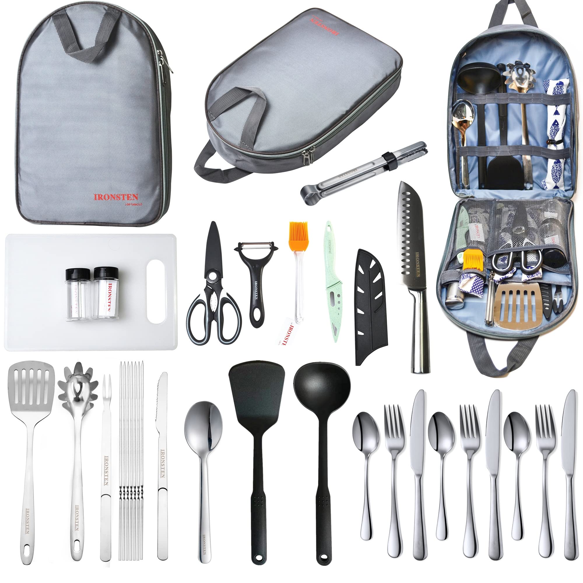 7pcs Camping Kitchen Utensil Set with Carrying Bag BBQ Beach Hiking Travel  Organizer Storage Pack Cook Gadgets Equipment Gear
