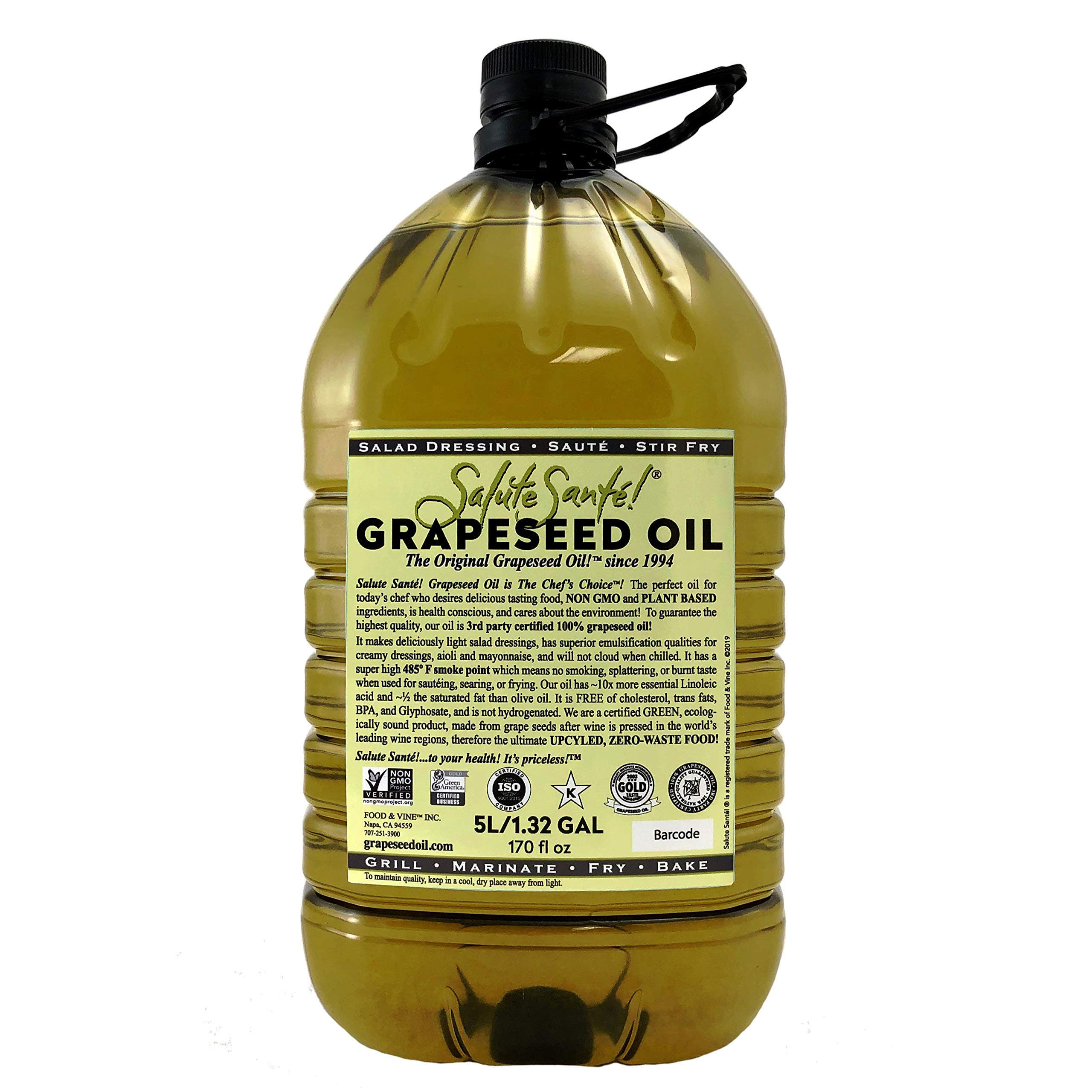 TO YOUR HEALTH Cold Pressed Grapeseed Oil - 200ML Glass Bottle - Salute  Santé! Grapeseed Oil