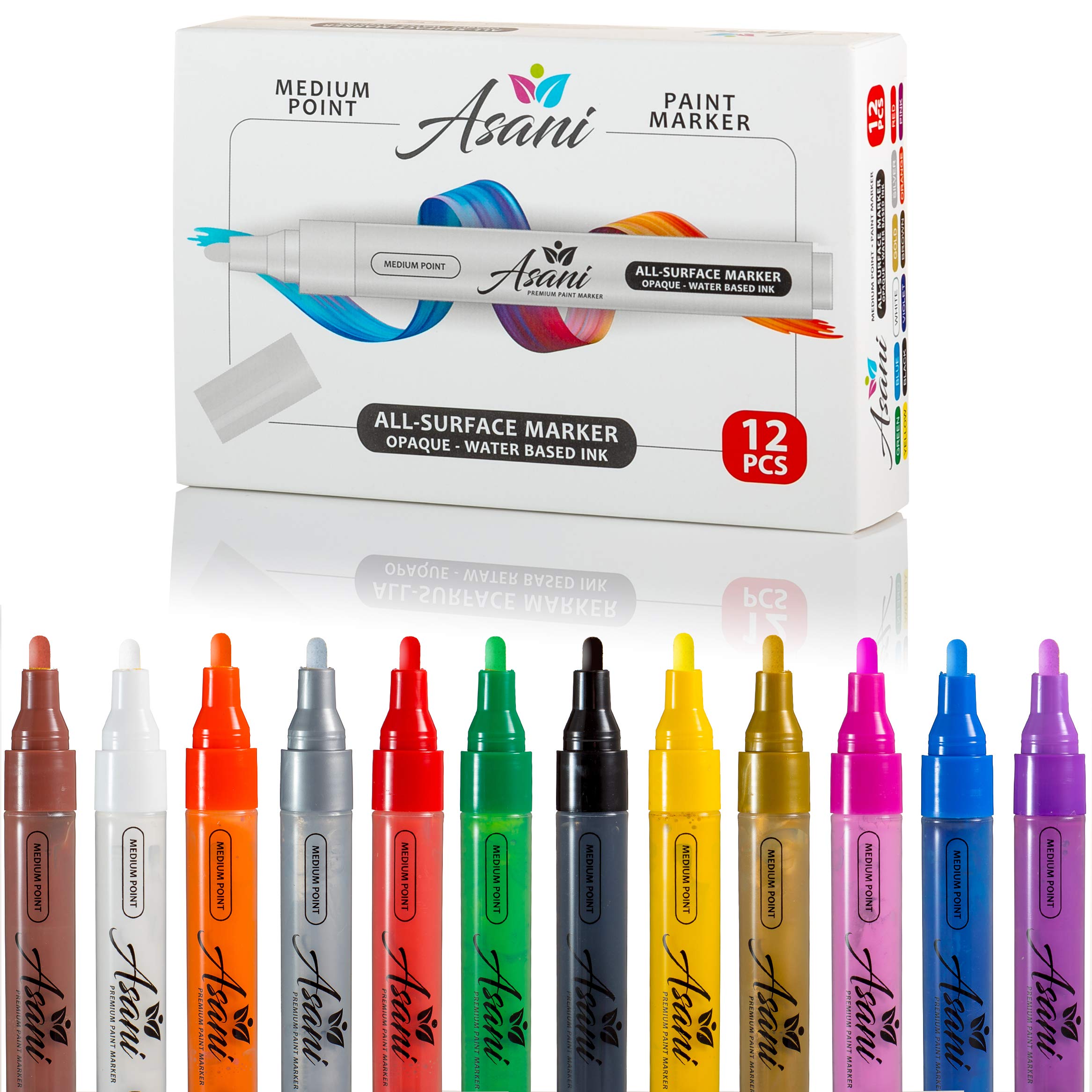 Crafts 4 All crafts 4 all acrylic paint markers set - 12, broad tip-tip  acrylic paint pens for rock painting, glass, wood, canvas and fabr