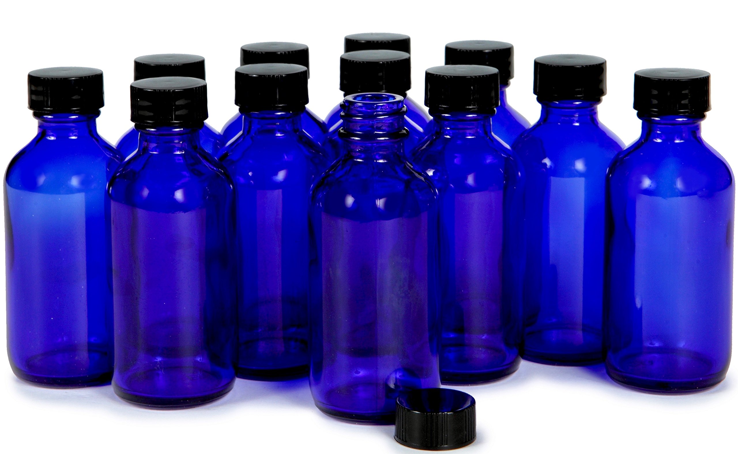 Vivaplex, 12, Clear, 2 oz Glass Bottles, with Lids