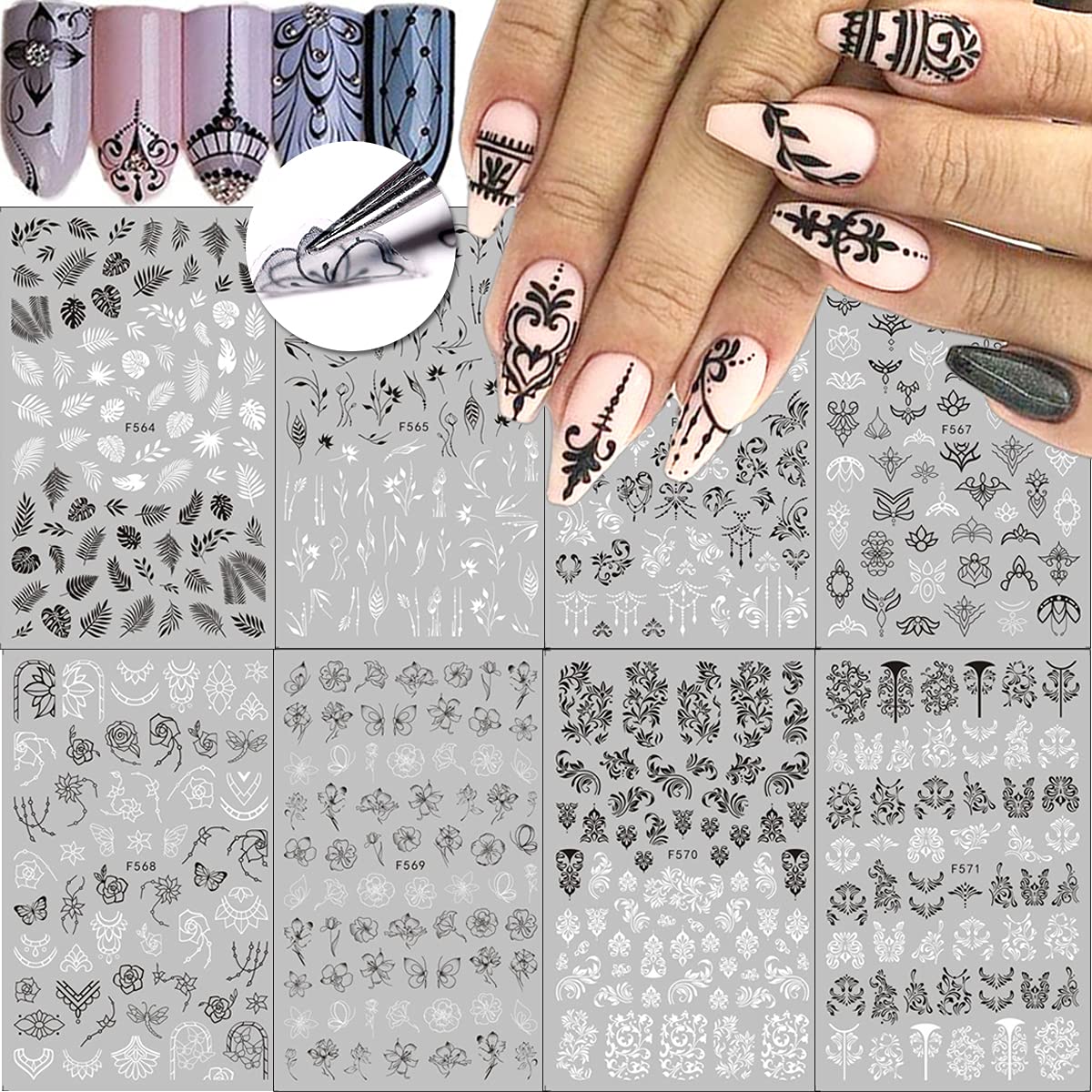 Amazon.com: Flower Nail Art Stickers Decals 4 Sheets White Cherry Blossoms Nail  Art Supplies 3D Self-Adhesive Nail Decorations Accessories DIY Acrylic Nail  Art Applique (White) : Beauty & Personal Care