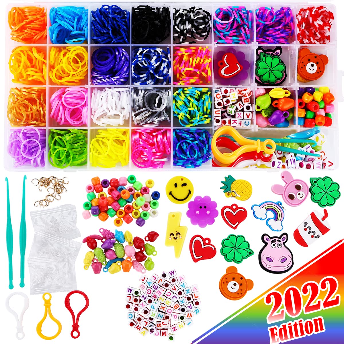 FUNZBO 2200 Loom Rubber Bands for Bracelet - Colorful Jewelry Making Kit  for Kids Craft and Art - Band for Girls Age 5 6 7 8 9 Year Old (Medium)