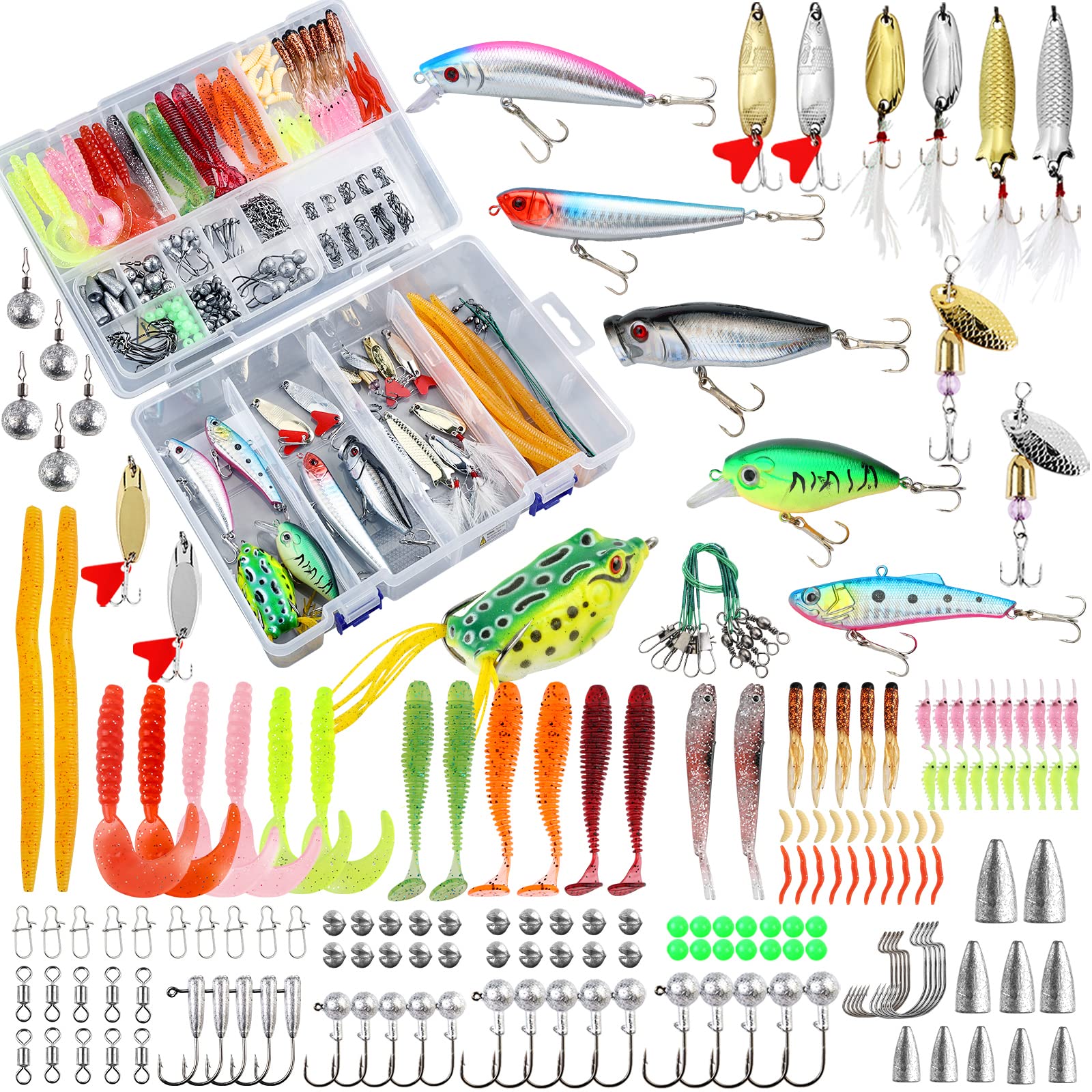 Songway Fishing Lure Kits Soft Lure Set Mixed Universal Assorted Fishing  Baits Kit for Saltwater and Freshwater With Tackle Box