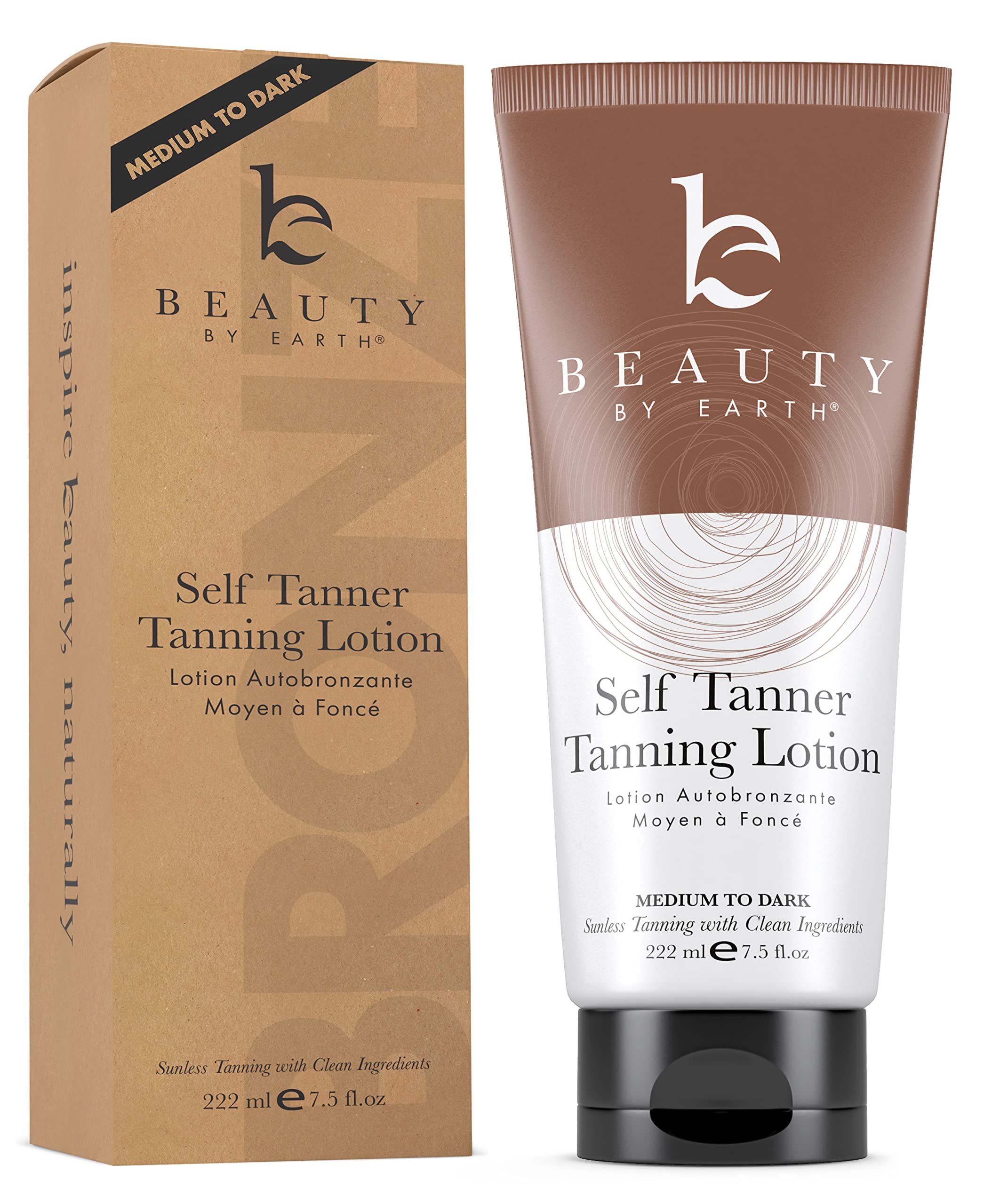 Beauty by Earth Self Tanner Tanning Lotion - Tanner with Ingredients for Natural Glow, Long Lasting Fake Tan Lotion, Body Bronzer Quick Tan Tanning Cream, Medium to Dark Self Tanner
