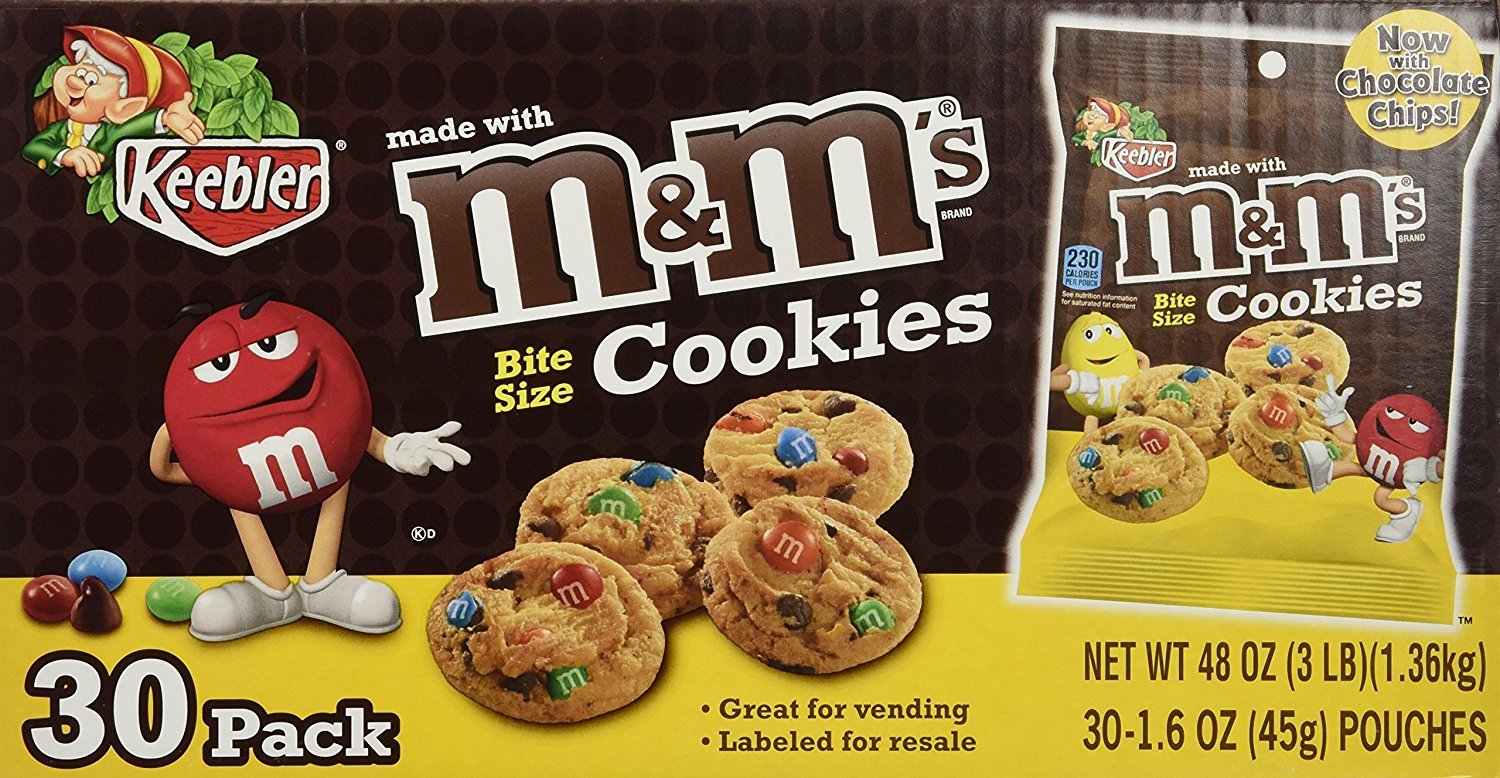 M & M Cookies, Bite Size, 30 Pack - 30 pack, 1.6 oz pocuhes