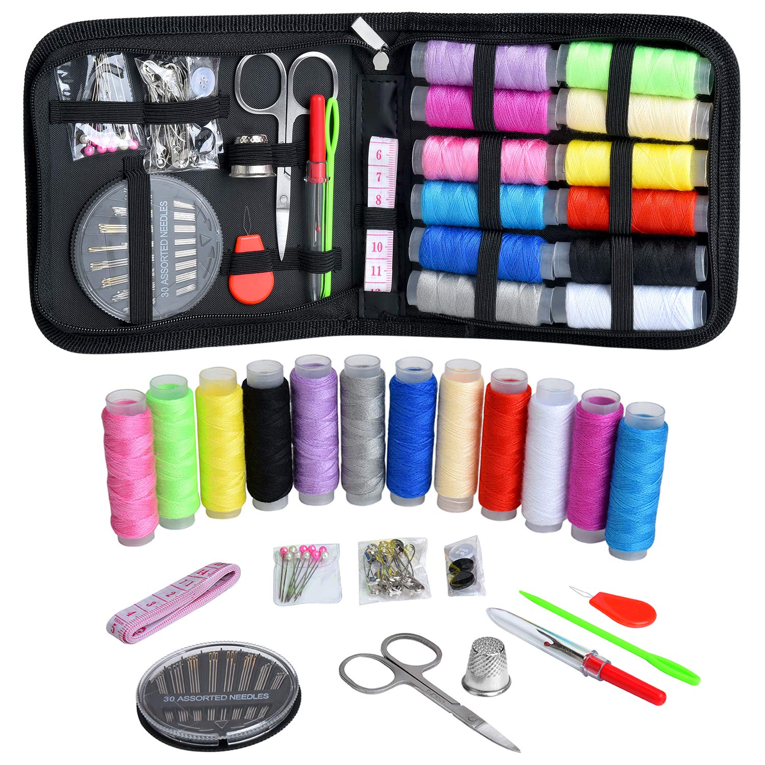 Sewing Kit for Adults and Kids,Marcoon Needle and Thread Kit with Sewing  Supplies and Accessories Contains Scissors, Measure Tape,Seam  Ripper,Suitable