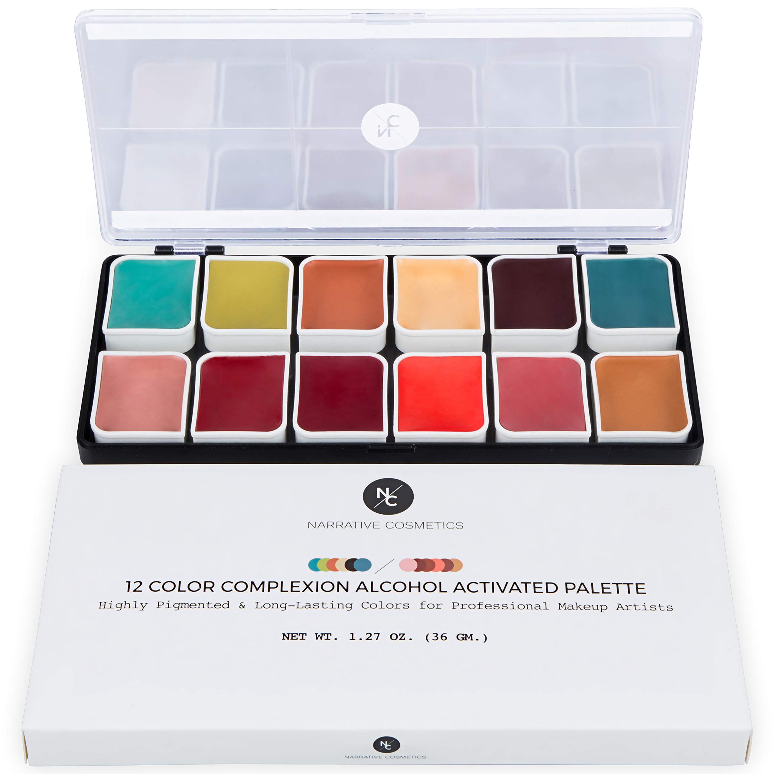 Narrative Cosmetics 12 Color Primary FX Quick Drying Cream Makeup Palette  for Special Effects - Waterproof SFX Makeup for Professional Makeup Artists