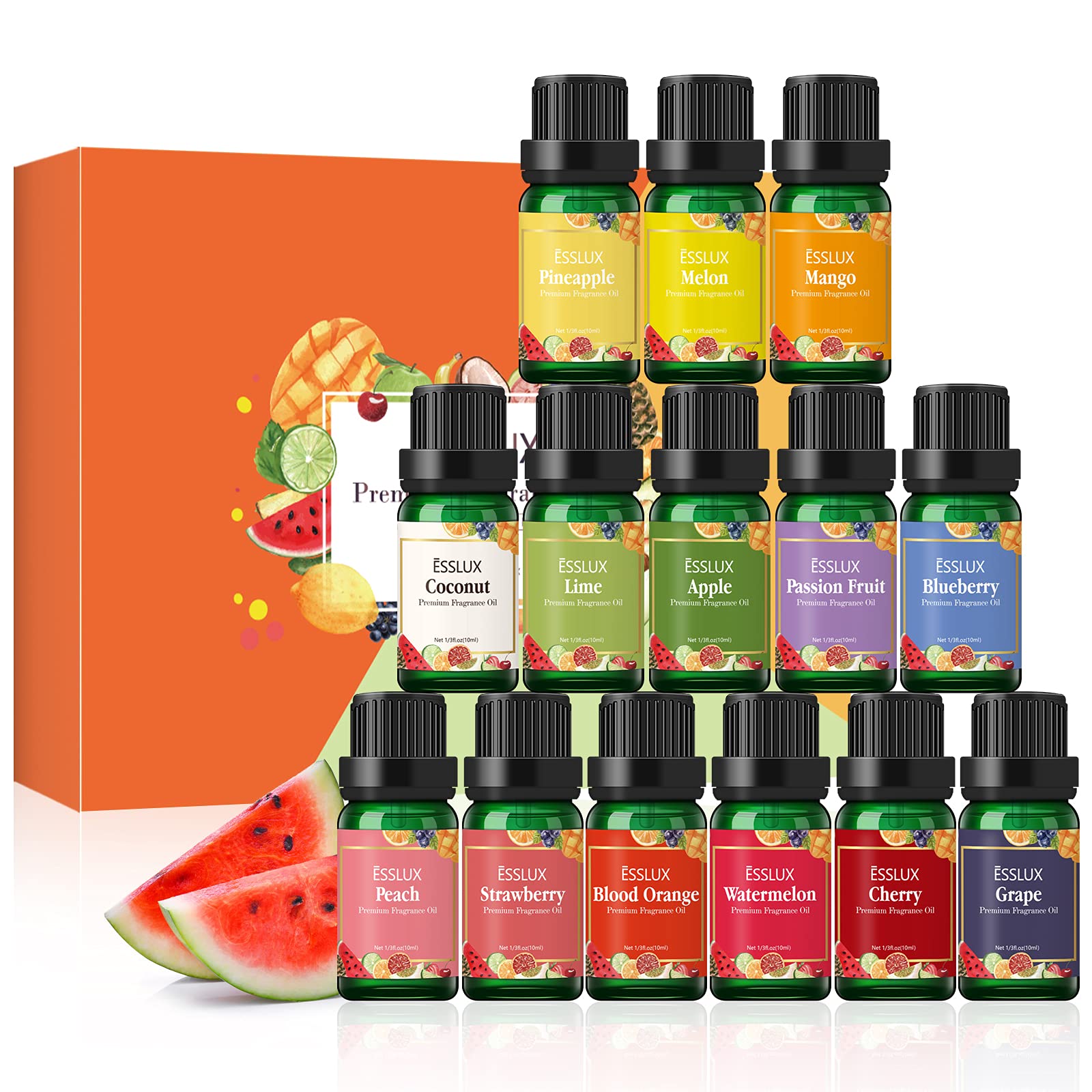 10-Pack: Fruity Fragrance Premium Aromatherapy Diffuser Oils Set for Candle  & Soap Making