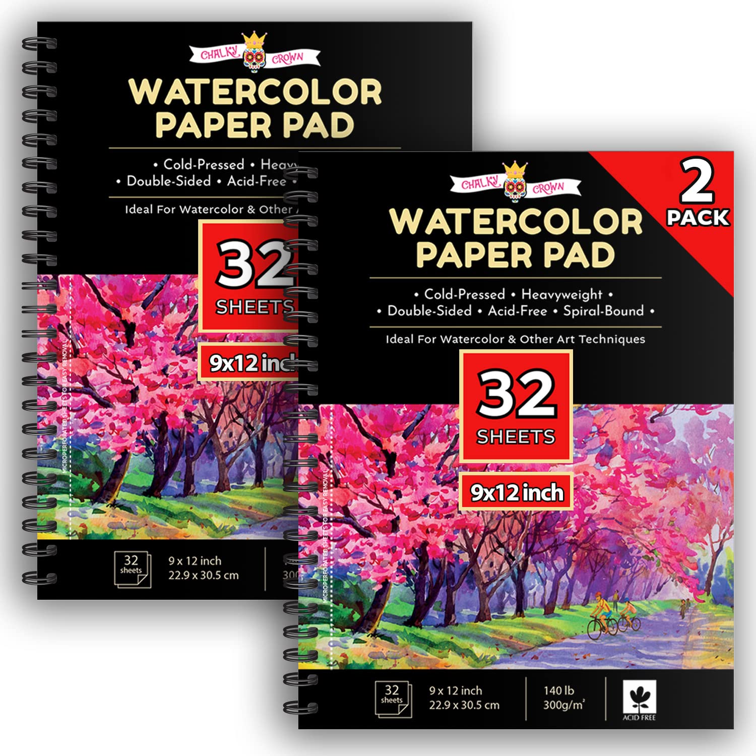 Watercolor Paper Water Color Paper White, 2 Pack (64 Sheets