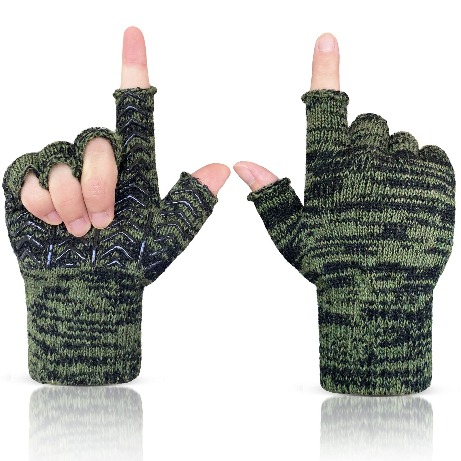 LJCUTE Winter Fingerless Fishing Gloves For Men & Women