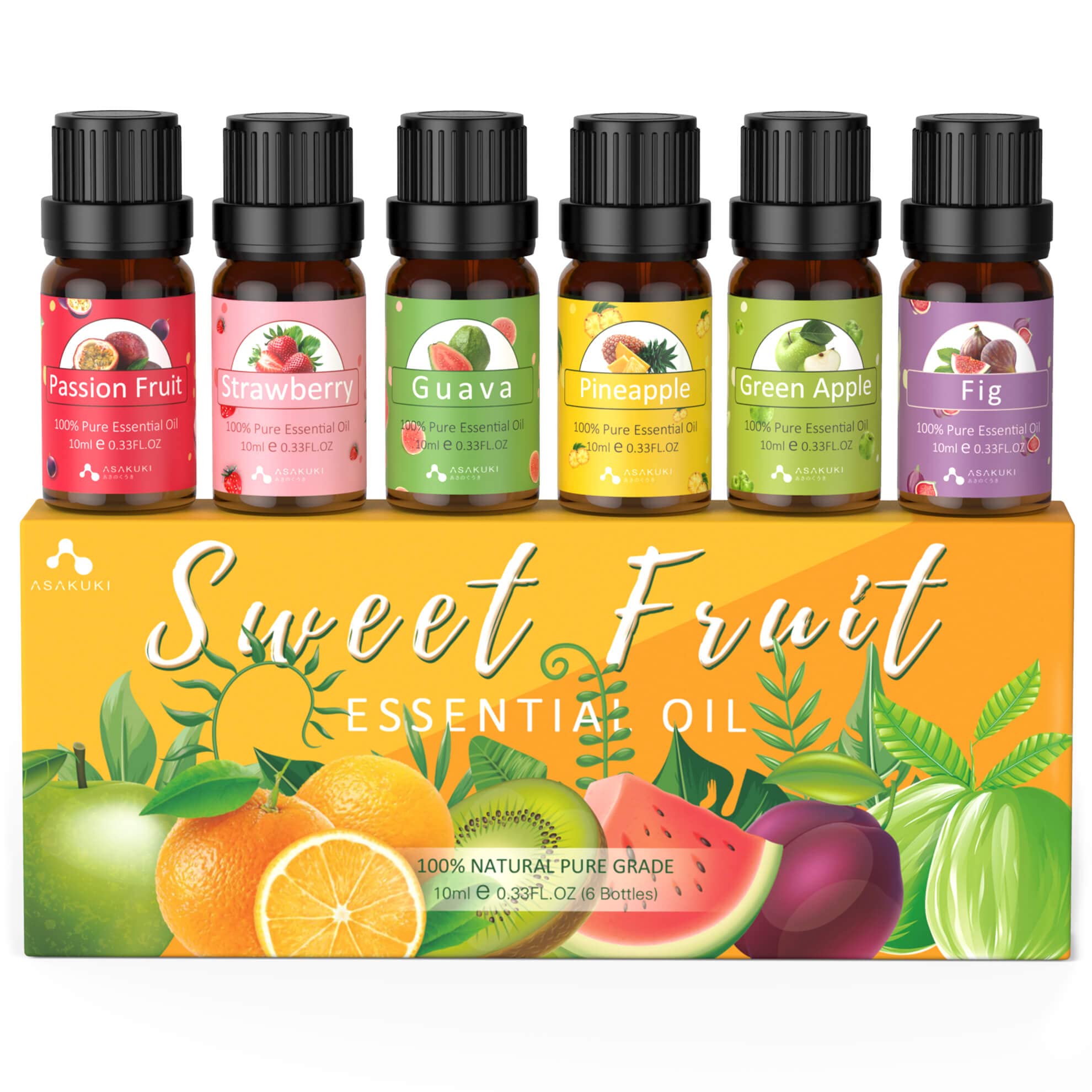 ASAKUKI Fruit Essential Oils Gift Set, 6 x 10ml Premium Fruity Fragrance  Oil for Candle Soap Making - Passion Fruit…