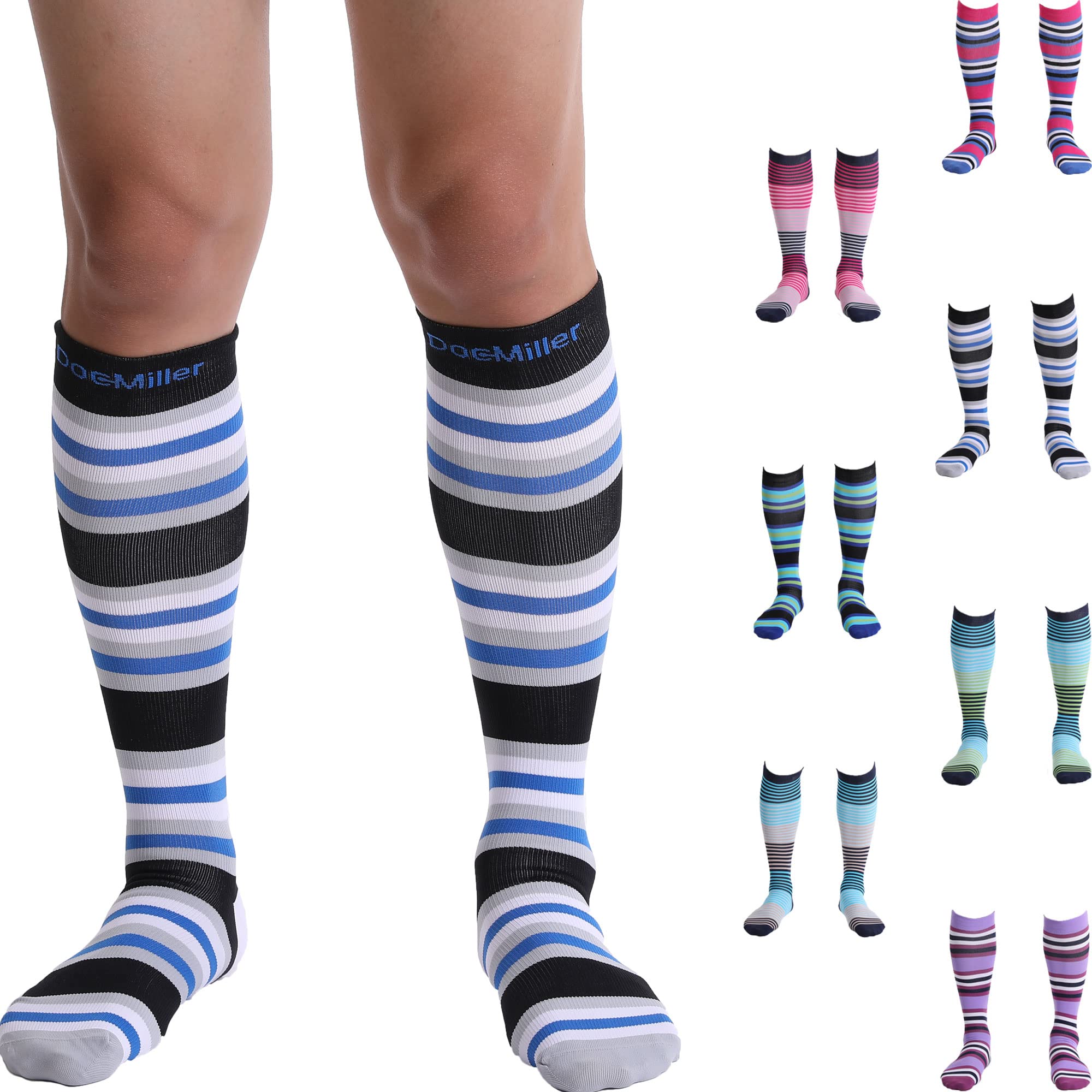 Doc Miller Compression Socks for Women and Men 15-20mmHg, Knee