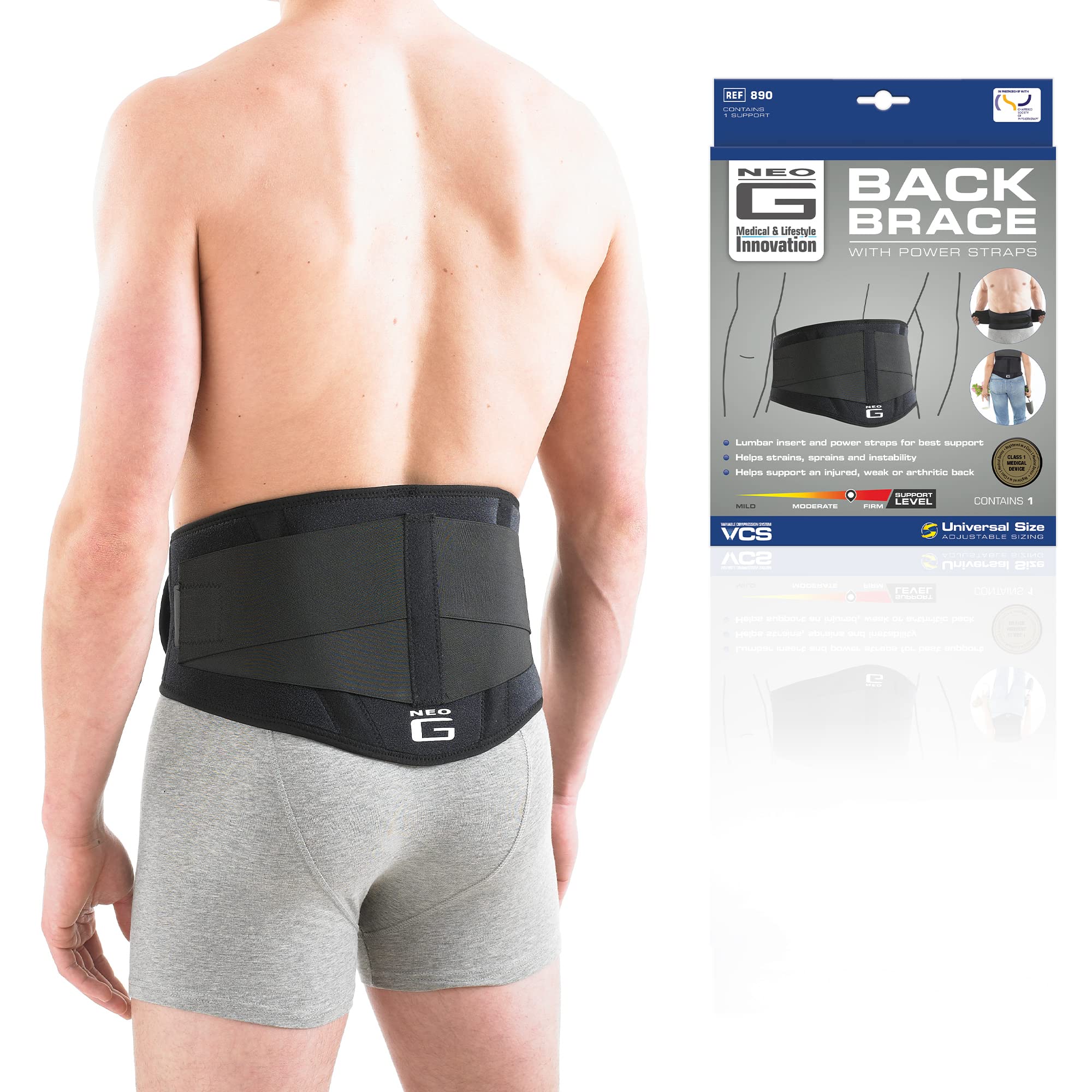 Neo G Back Brace with Power Straps - Support For Lower Back Pain