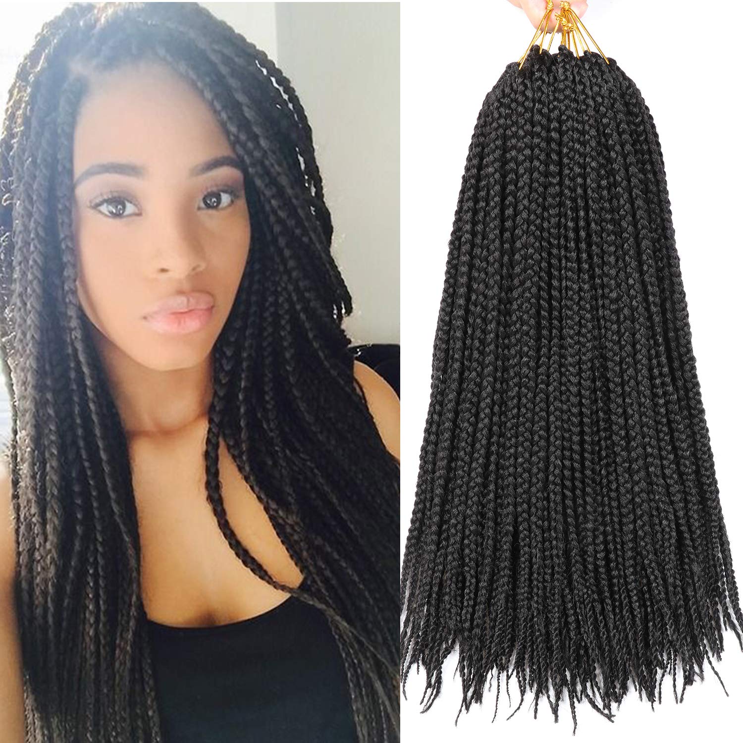 7 Packs 18 Inch Goddess Box Braids Crochet Hair Prelooped Crochet