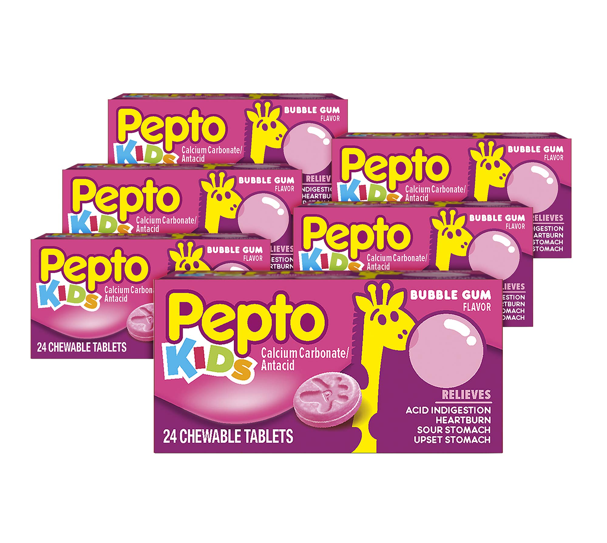 Pepto KIDS Chewable Calcium Carbonate/Antacid Relives Acid Indigestion