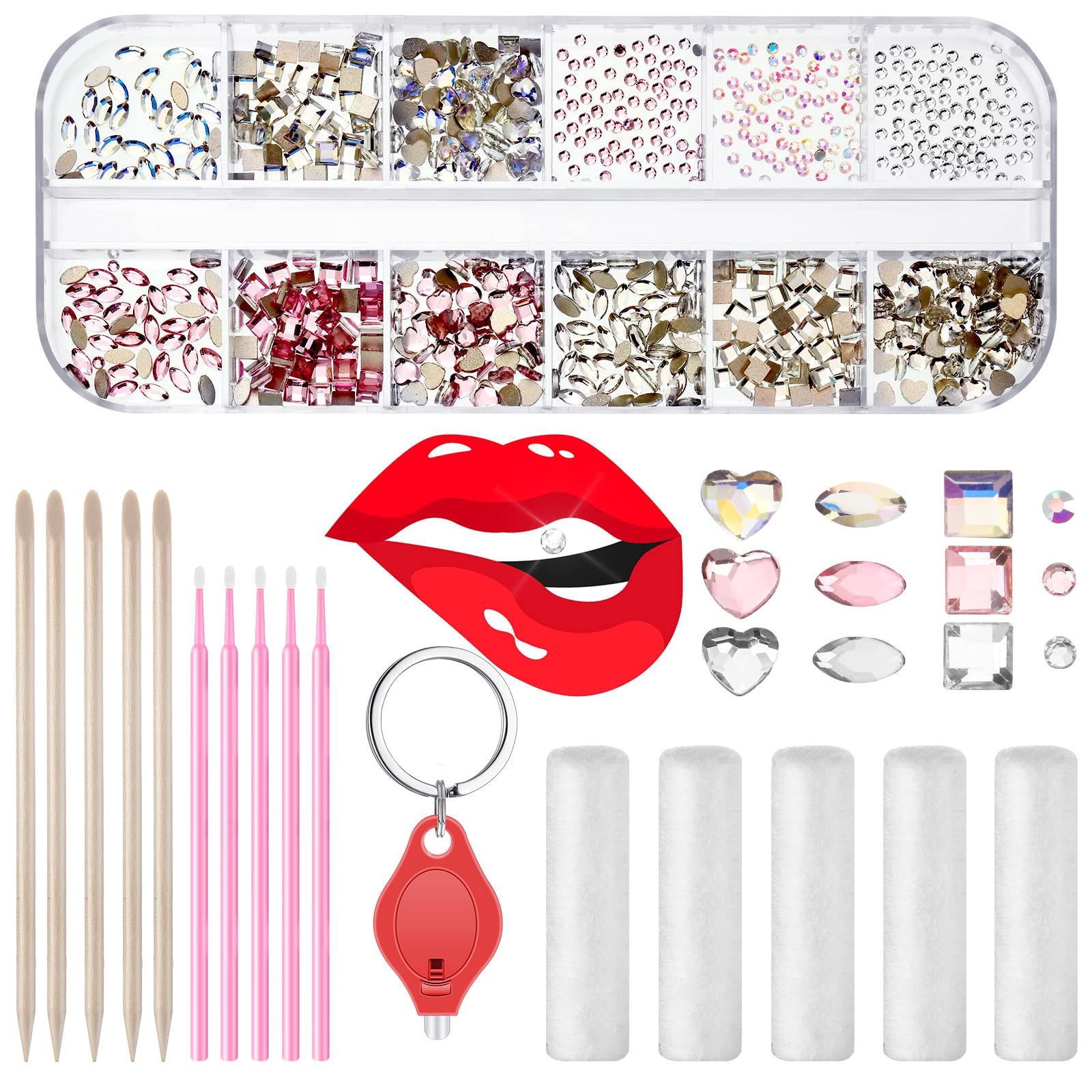 Landhoow 480 Pcs Tooth Gem Kit DIY Teeth Crystals Jewelry Kit  Fashionable Teeth Gems Kit Artificial Crystal Tooth Ornaments for  Reflective Teeth (Pink) : Office Products