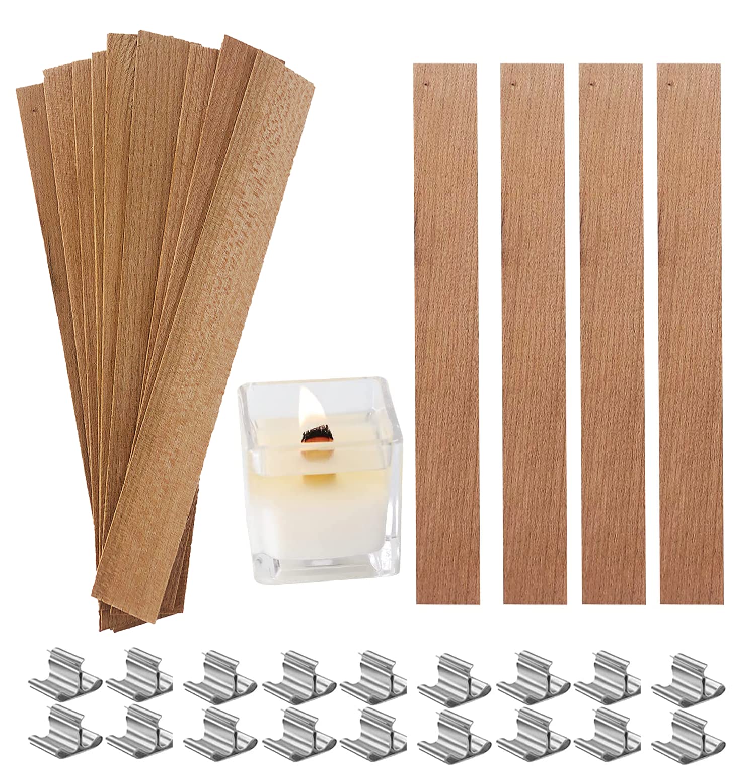 7Pcs Wooden Candle Wicks Round Tube Natural Smokeless Wood Candle