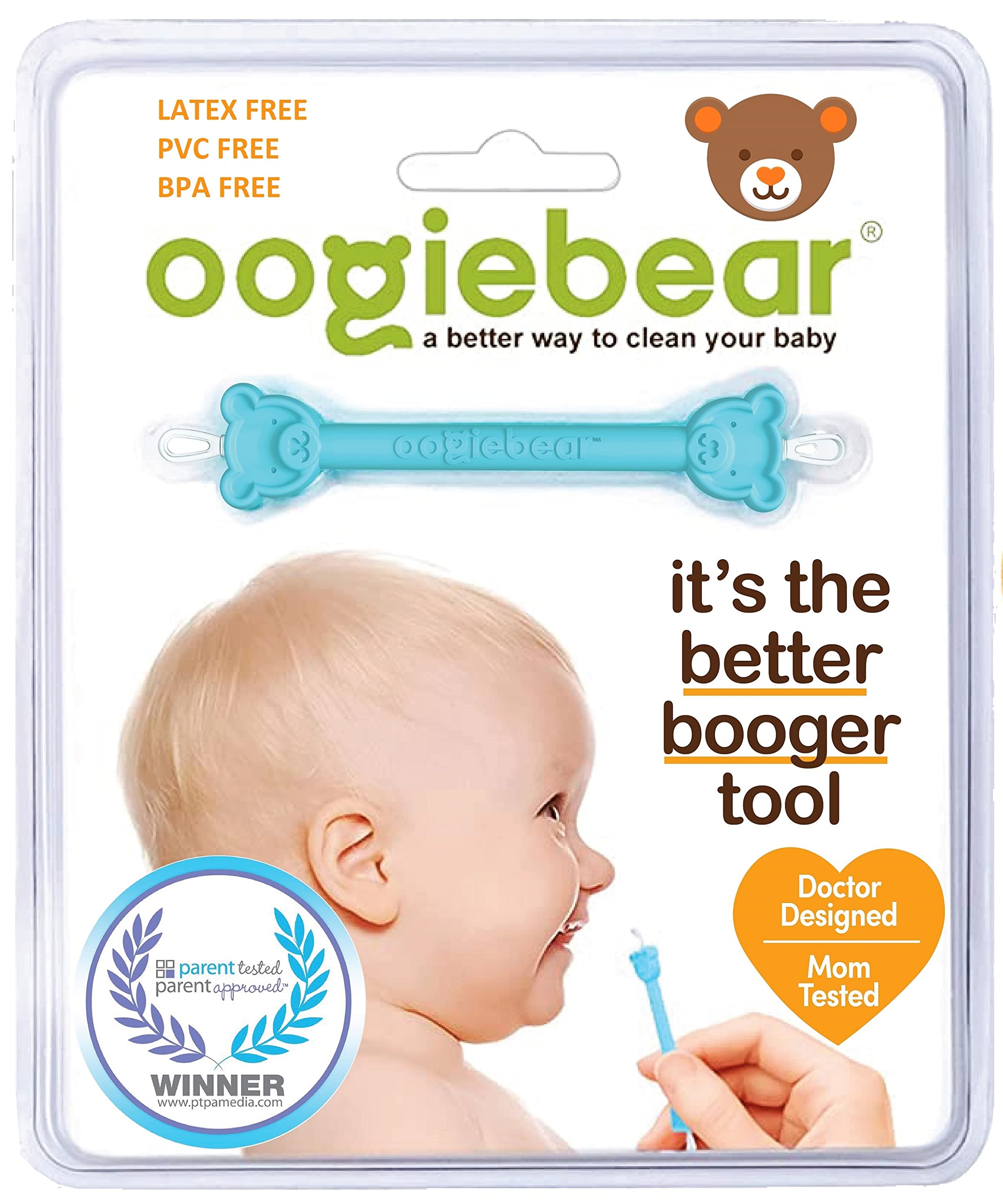oogiebear - Nose and Ear Gadget. Safe, Easy Nasal Booger and Ear Cleaner  for Newborns and Infants. Dual Earwax and Snot Remover - 2 Pack with case 