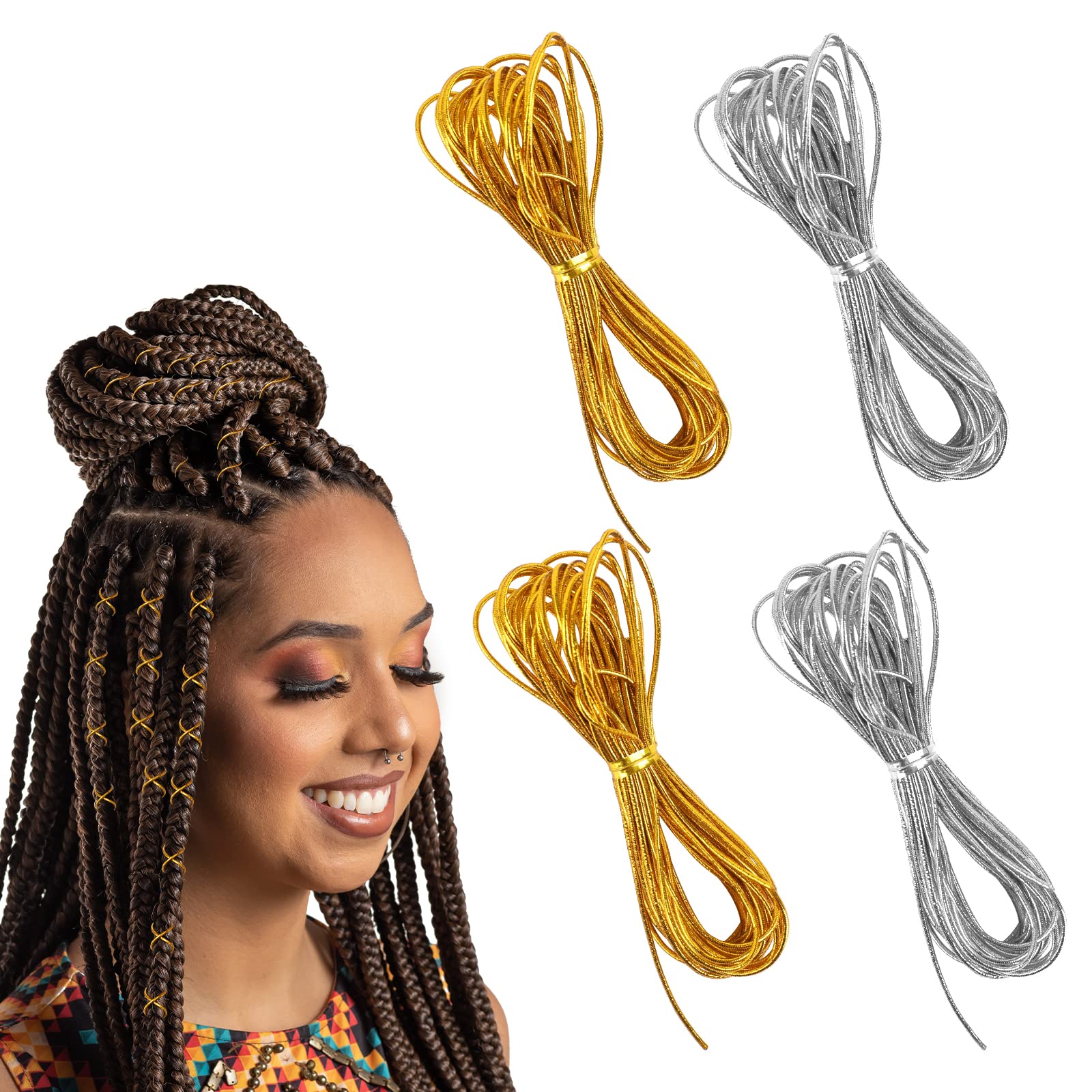 4 Pieces 5M Hair Strings for Braids Hair Accessory String Hair