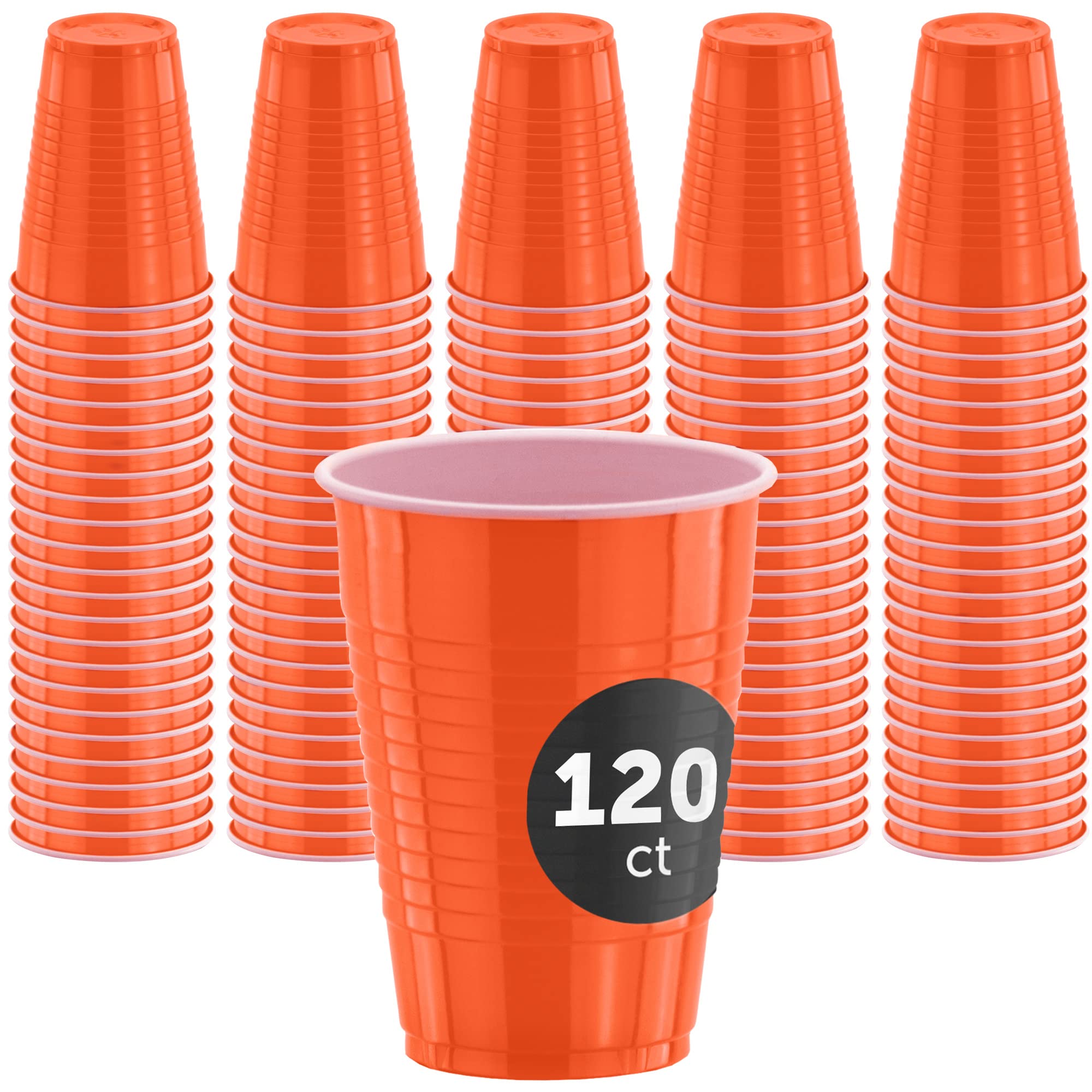 DecorRack 120 Party Cups 12 oz Disposable Plastic Cups for Birthday Party  Bachelorette Camping Indoor Outdoor Events Beverage Drinking Cups (Orange,  120) 120 Count (Pack of 1) Orange