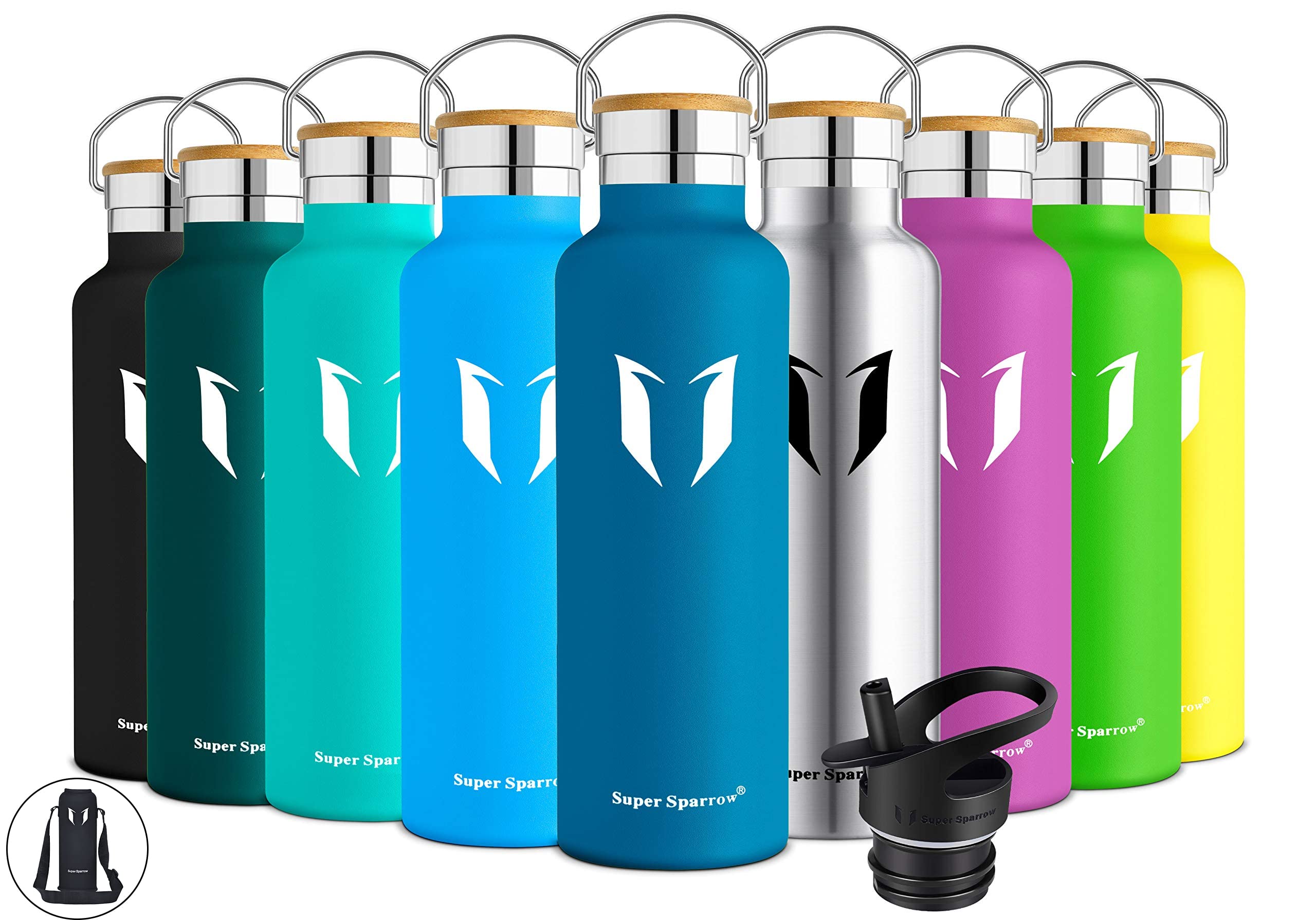 Super Sparrow Water Bottle Stainless Steel 18/10 - Ultralight Travel Mug -  750ml - Insulated Metal Water Bottle - BPA Free - Leakproof Drinks Bottle -  Flask for Gym, Sports, School, Adult, Office. 