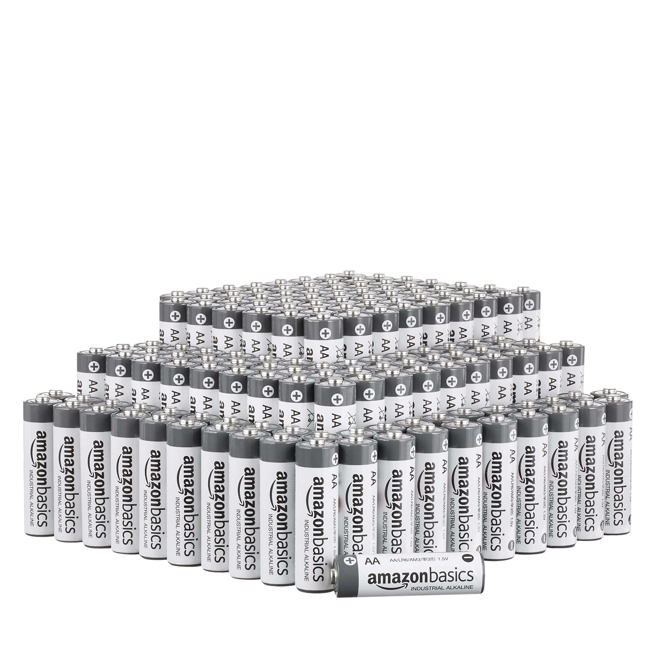 Basics 150 Pack AA Industrial Alkaline Batteries, 5-Year