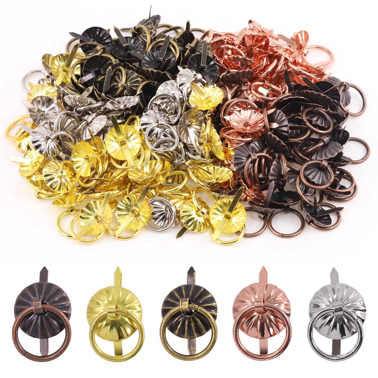 Wholesale CHGCRAFT 100Pcs 5 Colors Metal Brad Fasteners with Pull Rings  Mini Brad Paper Fasteners DIY Crafts Decoration Accessories for Drawer 