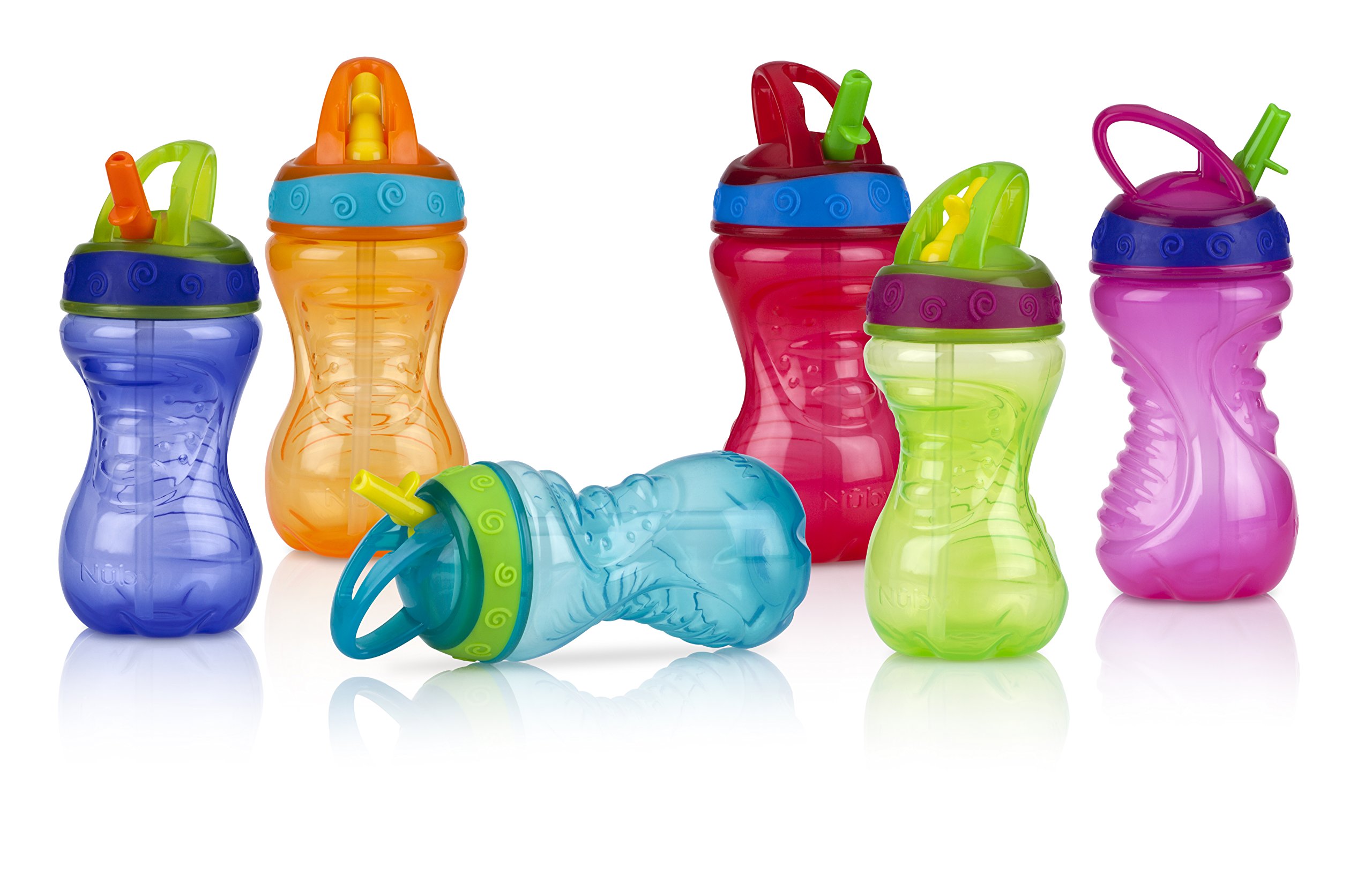 Nuby No Spill Flexi Straw 10 OZ Cup, Assorted Colors, Each