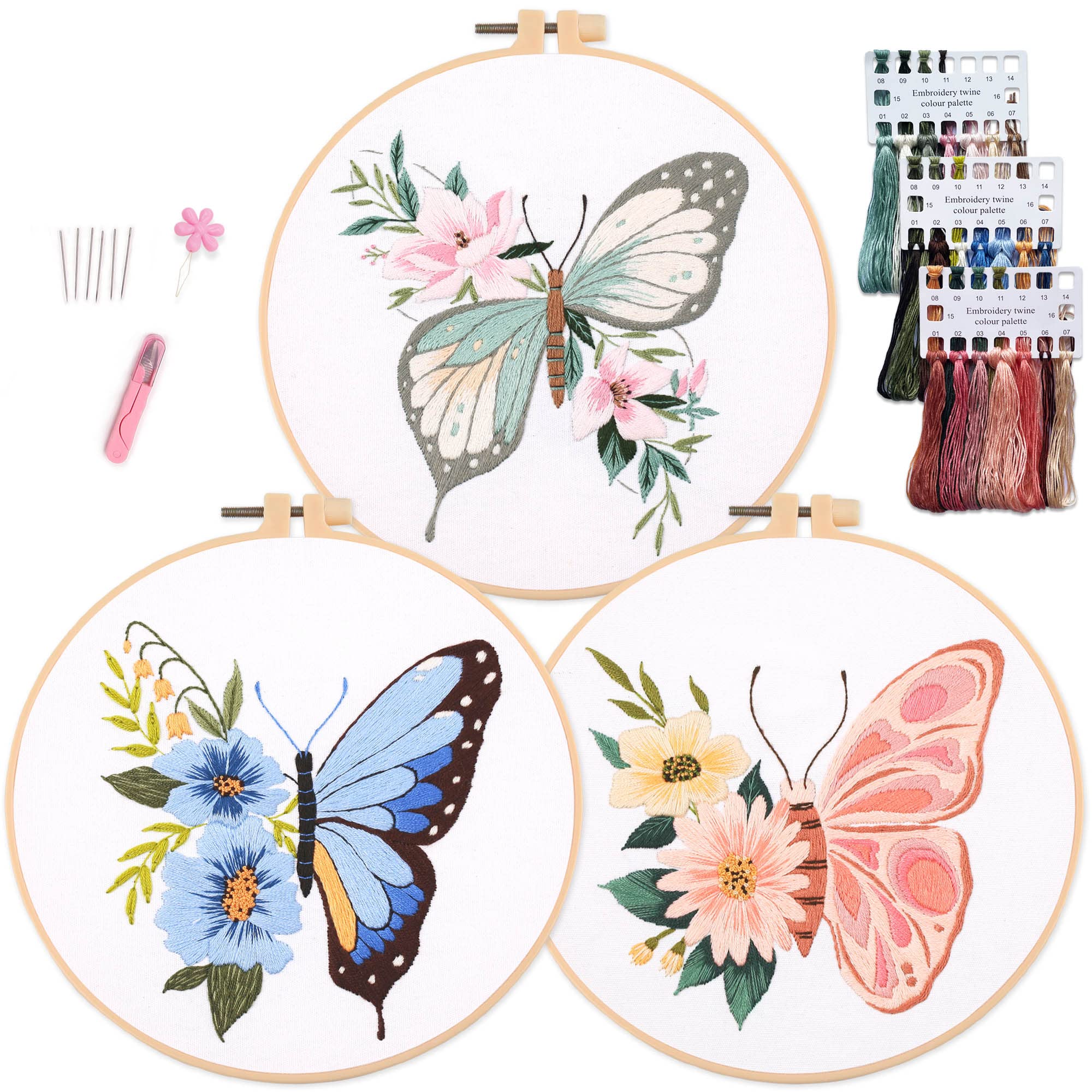 Myfelicity 3 Sets Mushoom Emboidey Kit, Adult Beginne DIY