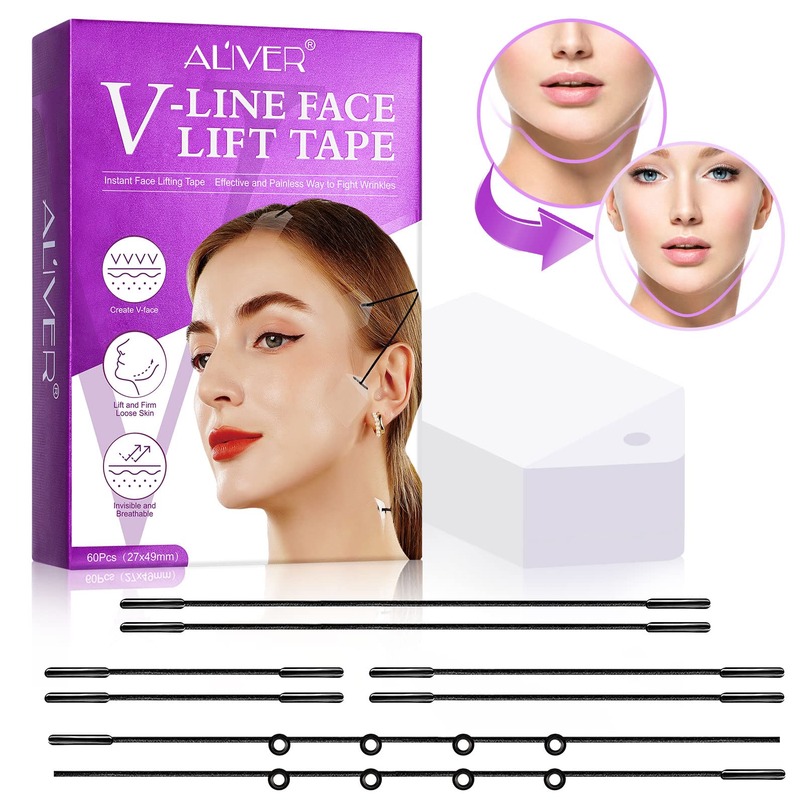 Mcukv Face Tape Lifting Invisible 60pcs Facelift Tape For Face