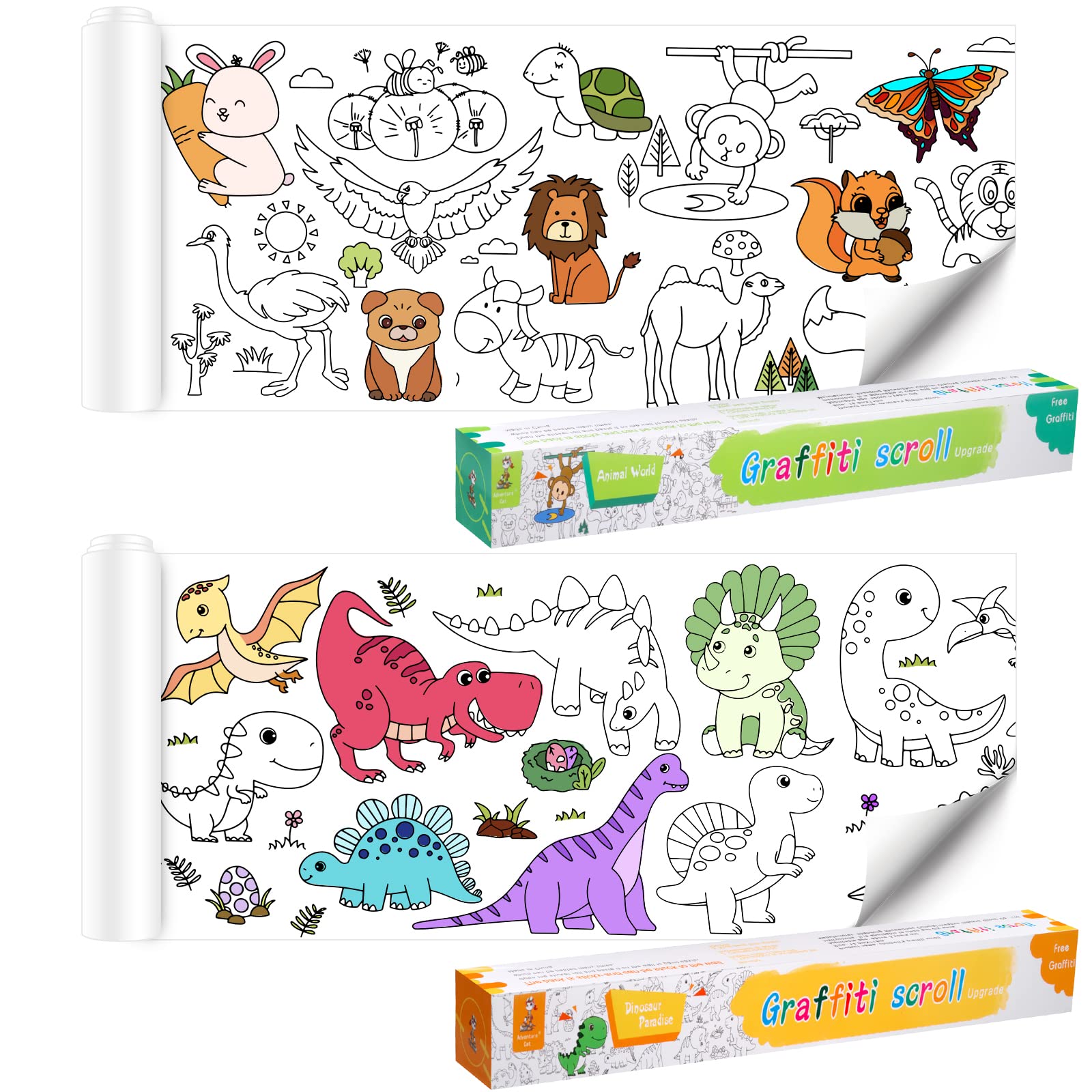 Children Coloring Paper Graffiti Scroll Animal Theme Coloring