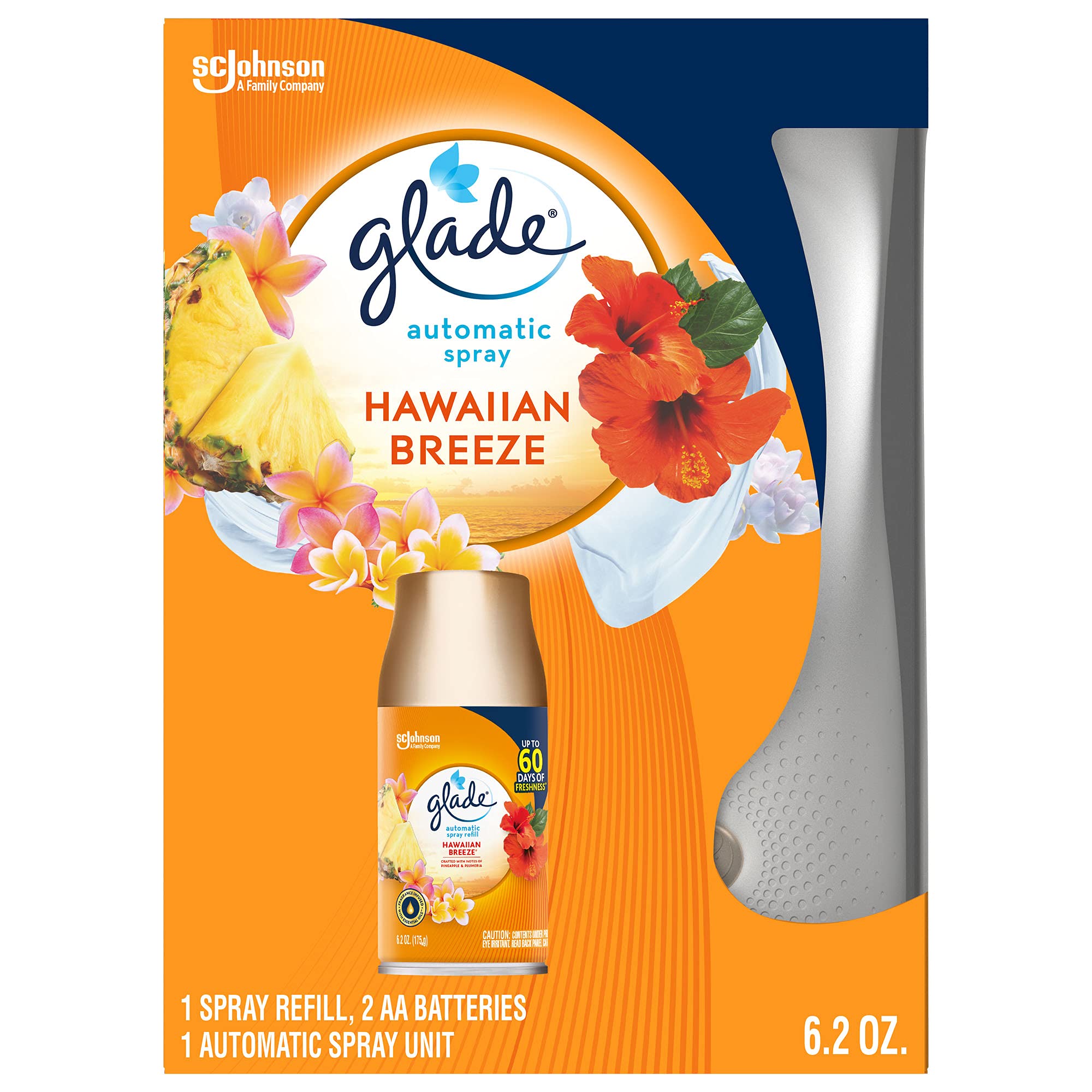 Glade Automatic Spray Refill and Holder Kit, Air Freshener for Home and  Bathroom, Hawaiian Breeze, 6.2 Oz