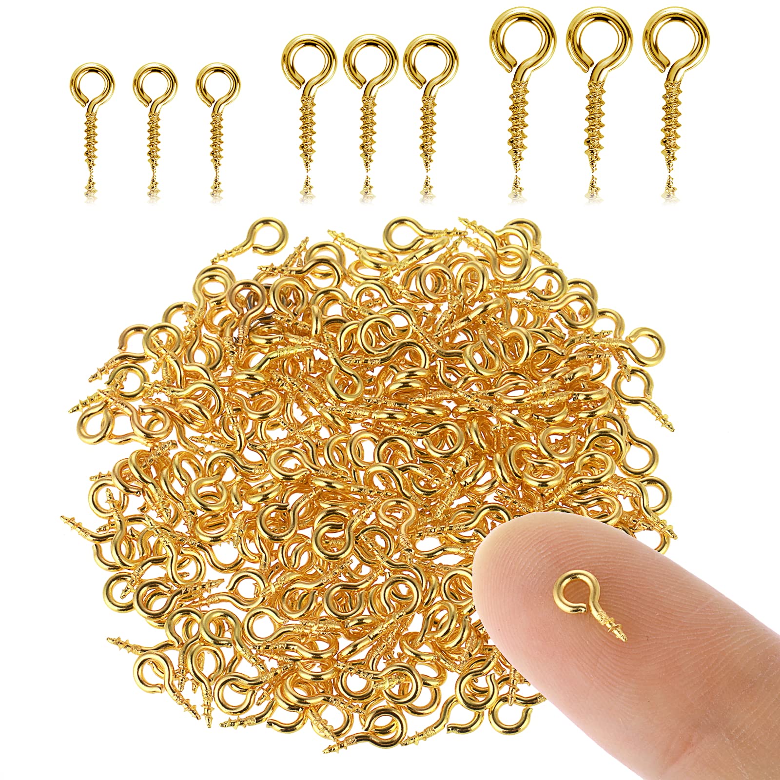 Grevosea 300 Pieces Small Screw Eye Pins, Mini Stainless Steel Eye