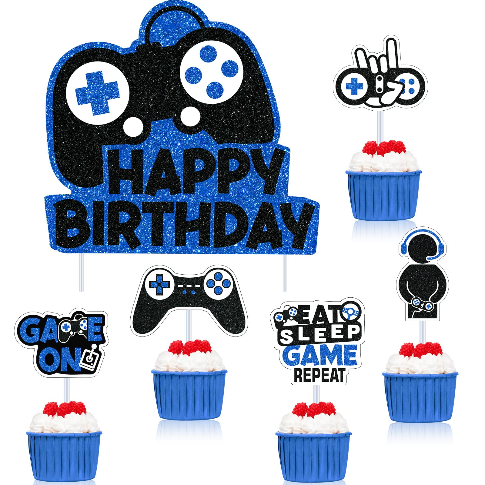 31 Piece Video Game Happy Birthday Cupcake Toppers Cake Toppers Video Gamer  Party Decorations Supplies Picks