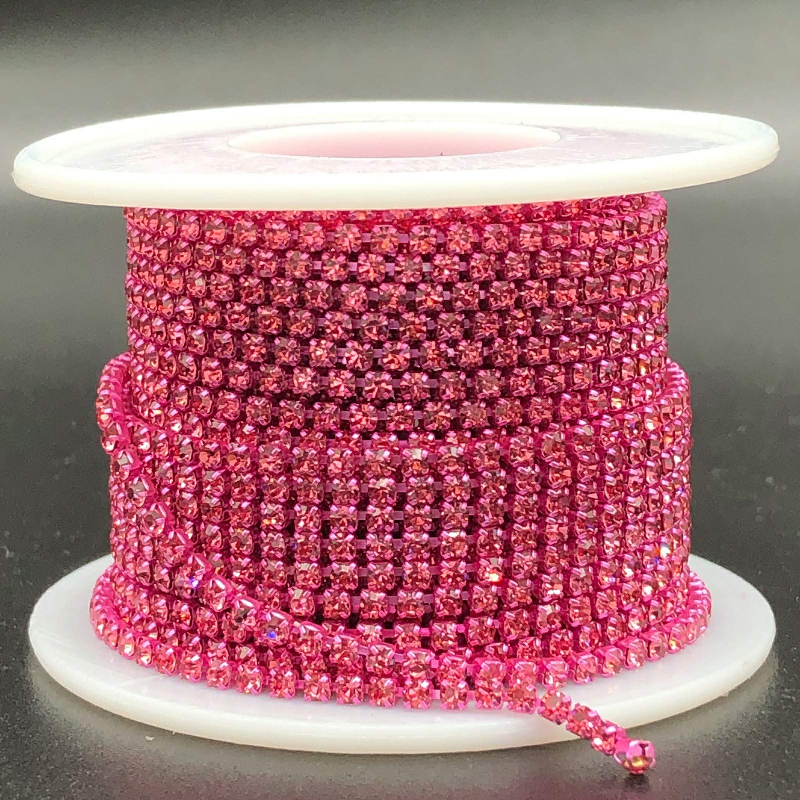 1 YARD 2mm Rhinestones Cup Chain Rainbow Color in Rose Gold 