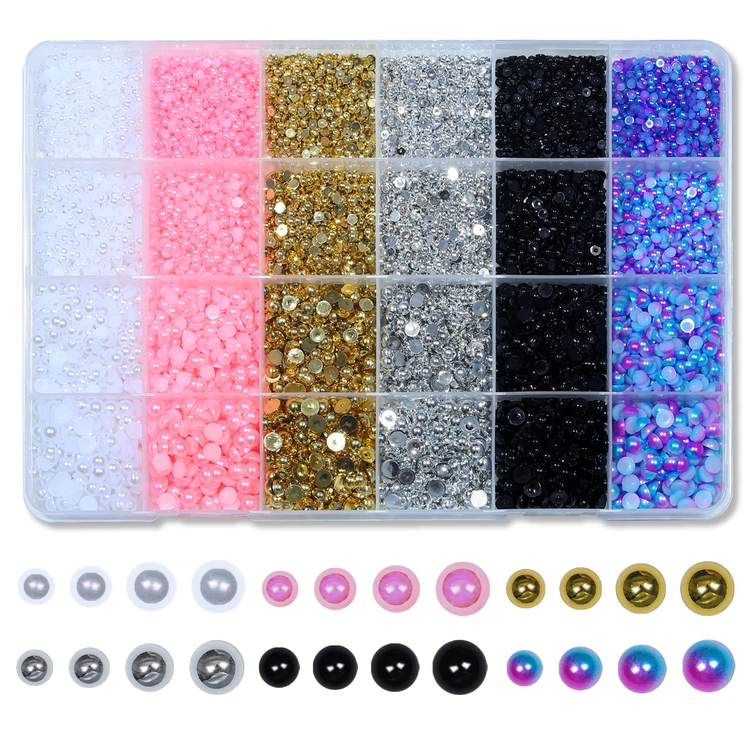 6 Colors ABS Half Pearls for Crafts, 11000Pcs Flatback Nails Pearls Bead Flat  Back Pearls Gems for Nail Art Makeup, Shoes, DIY Craft Decorations 6 Color  Set