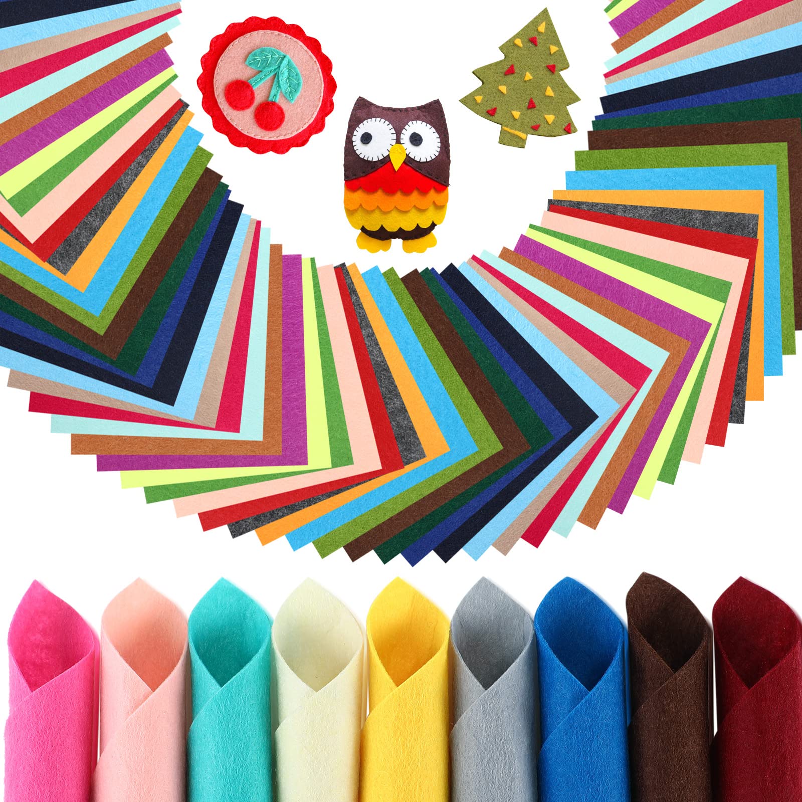 40 Pcs 12 x 12 Stiff Felt Fabric Sheets, Assorted Colors Non Woven Felt  Sheets, Thick Felt Fabric Square for Kids, DIY Sewing Crafts 