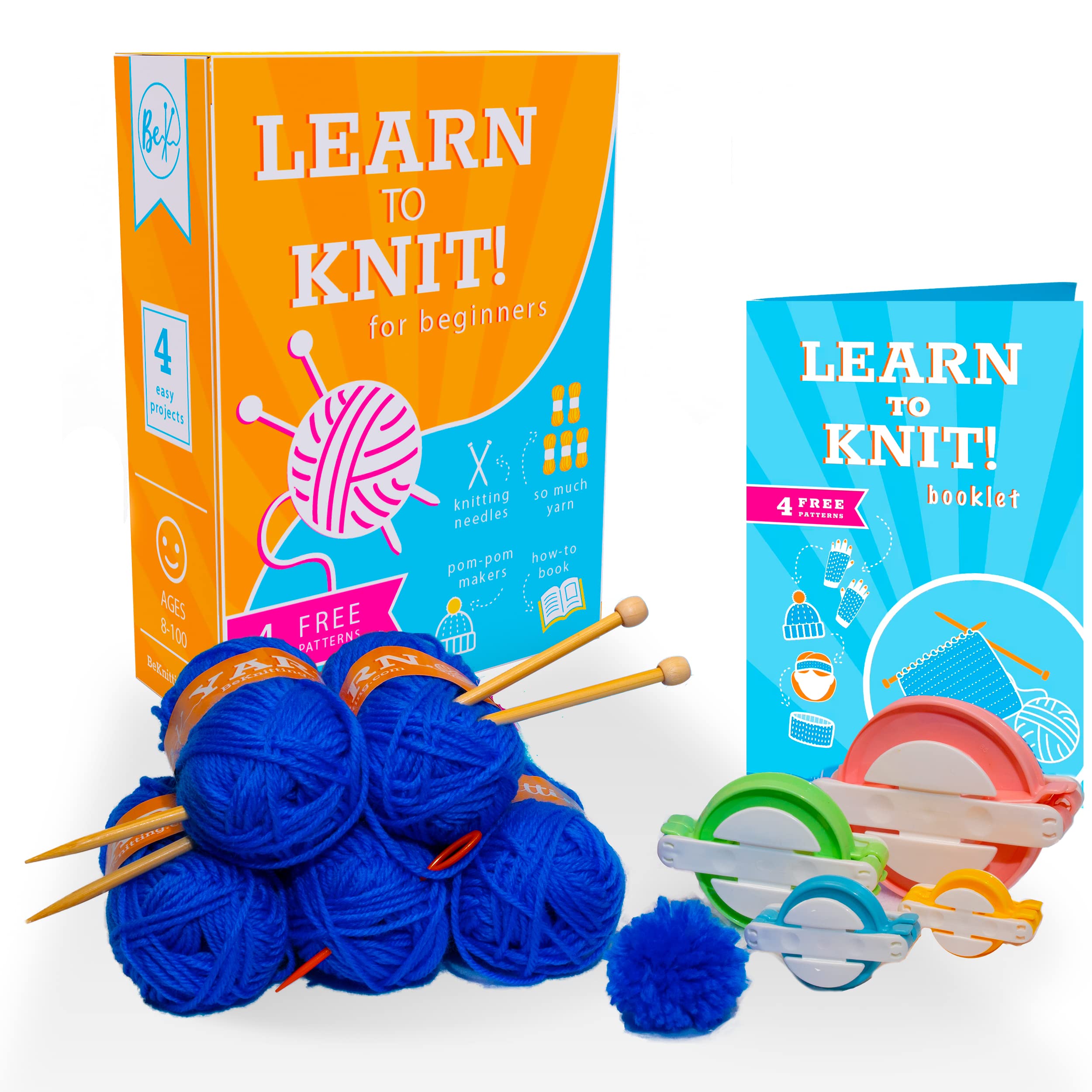 BeKnitting Knitting Starter Kit for Beginners, Great Craft for Adults and  Kids