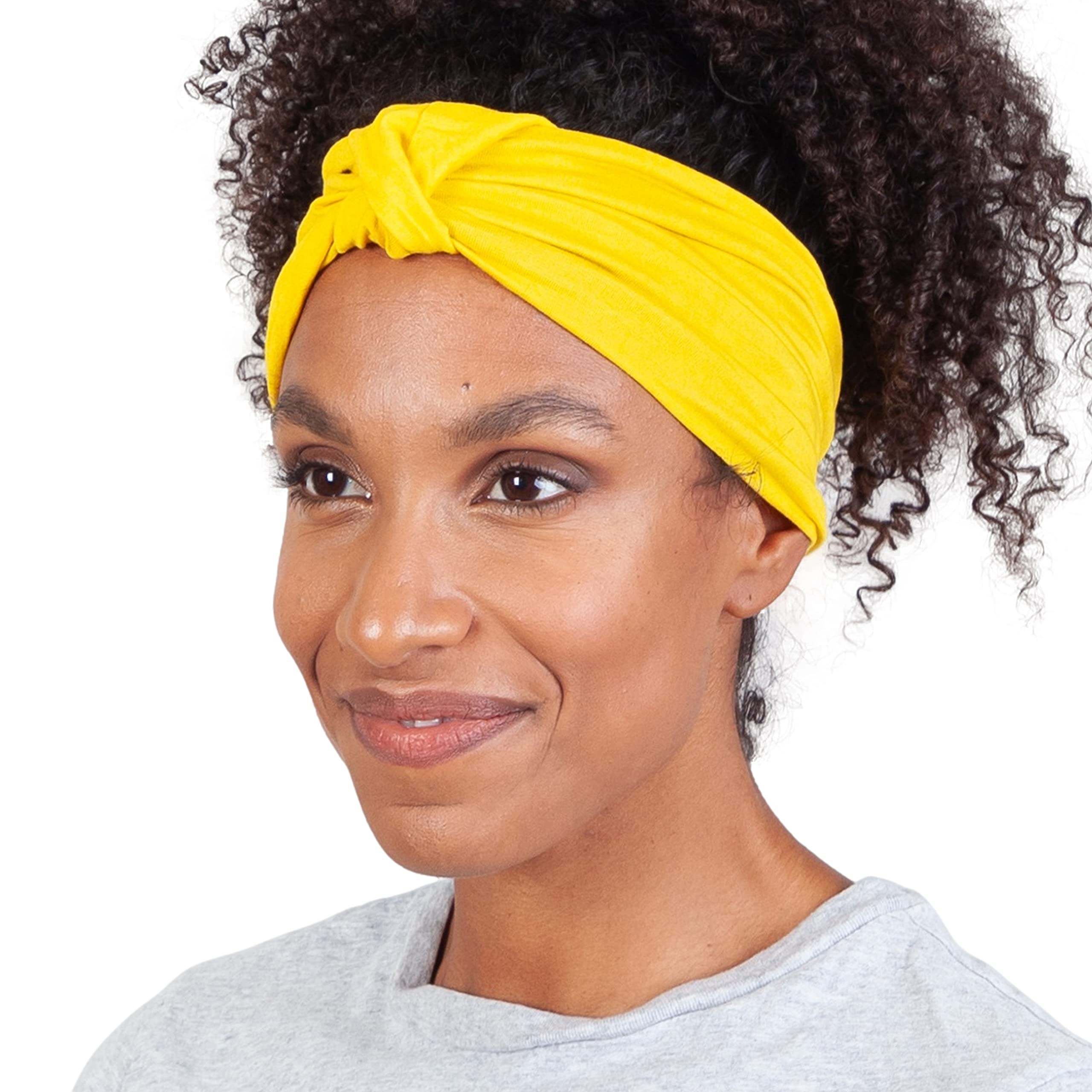 Olivia Sylx Twist Knot Headband for Women - African Headbands for Women  Turban Headbands - Wide Headbands Yoga Headband Twist Headband Yellow