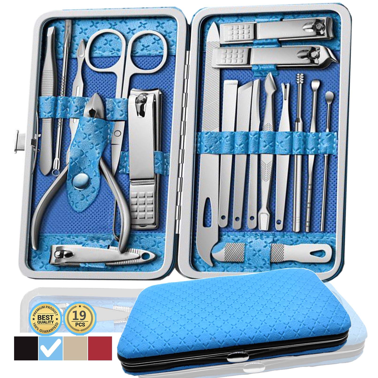 Manicure Set Travel Mini Nail Clippers Kit Pedicure Care Tools 10Pcs  Stainless Steel Grooming kit Coffee Grid 