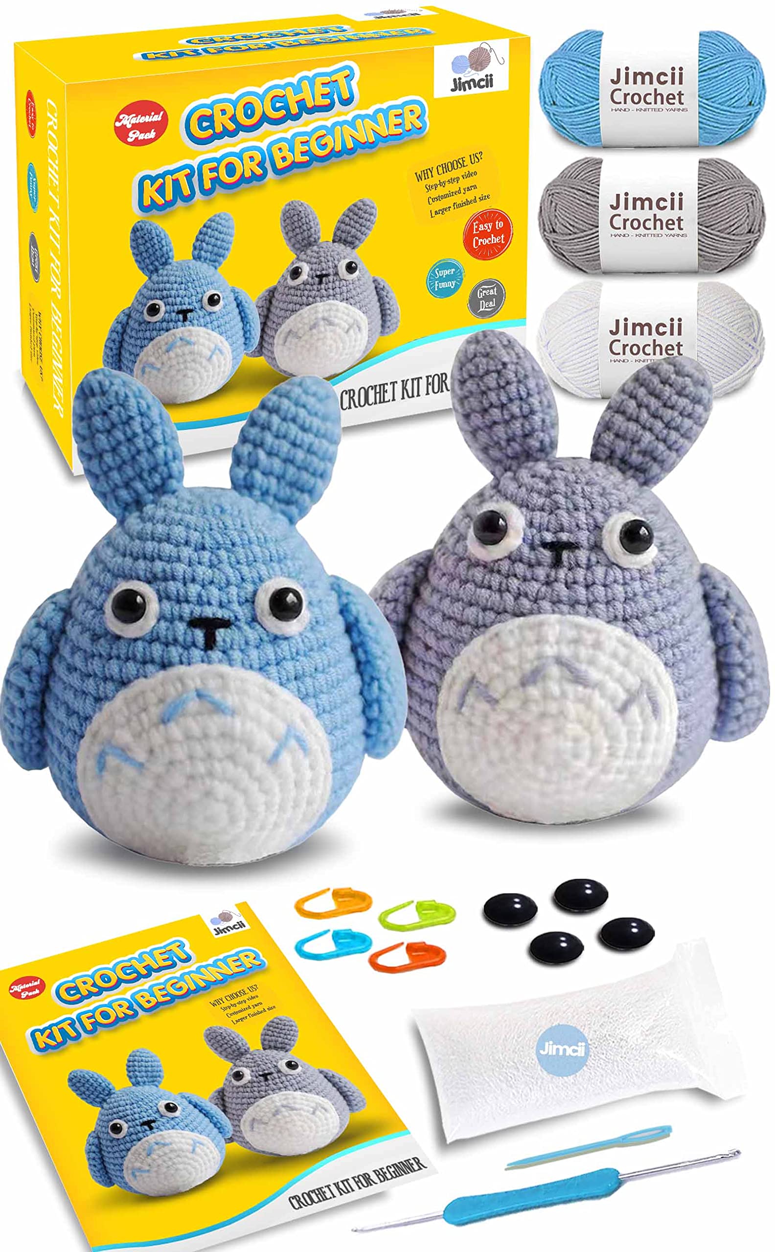 Jimcii Crochet Kit for Beginners, Beginner Crochet Knitting Kit Kits for  Beginners Adults, Step-by-Step