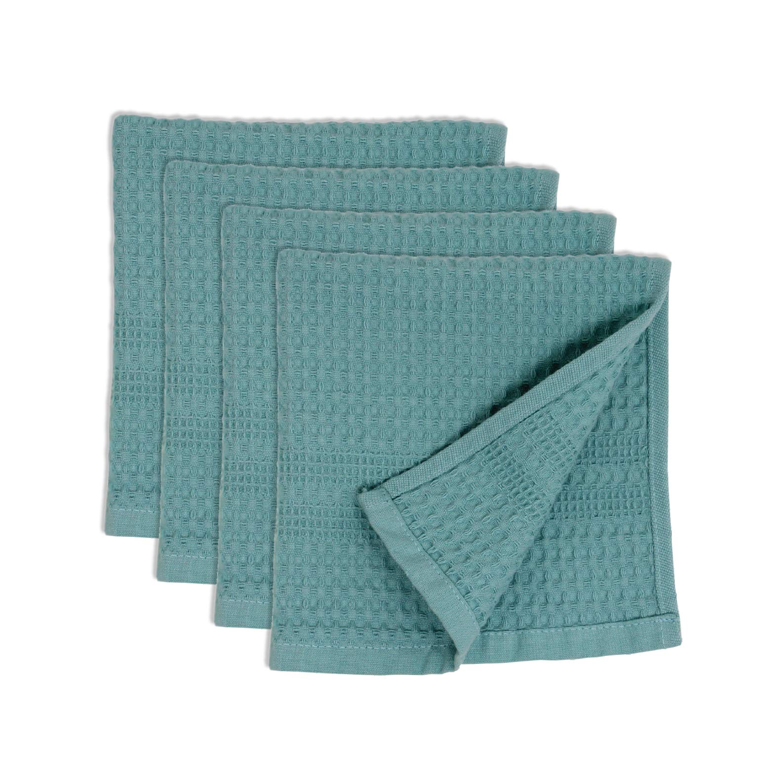 Gilden Tree Waffle Weave Hand Towels for Bathroom Quick Drying Lint Free Thin, Classic Style (Aqua)