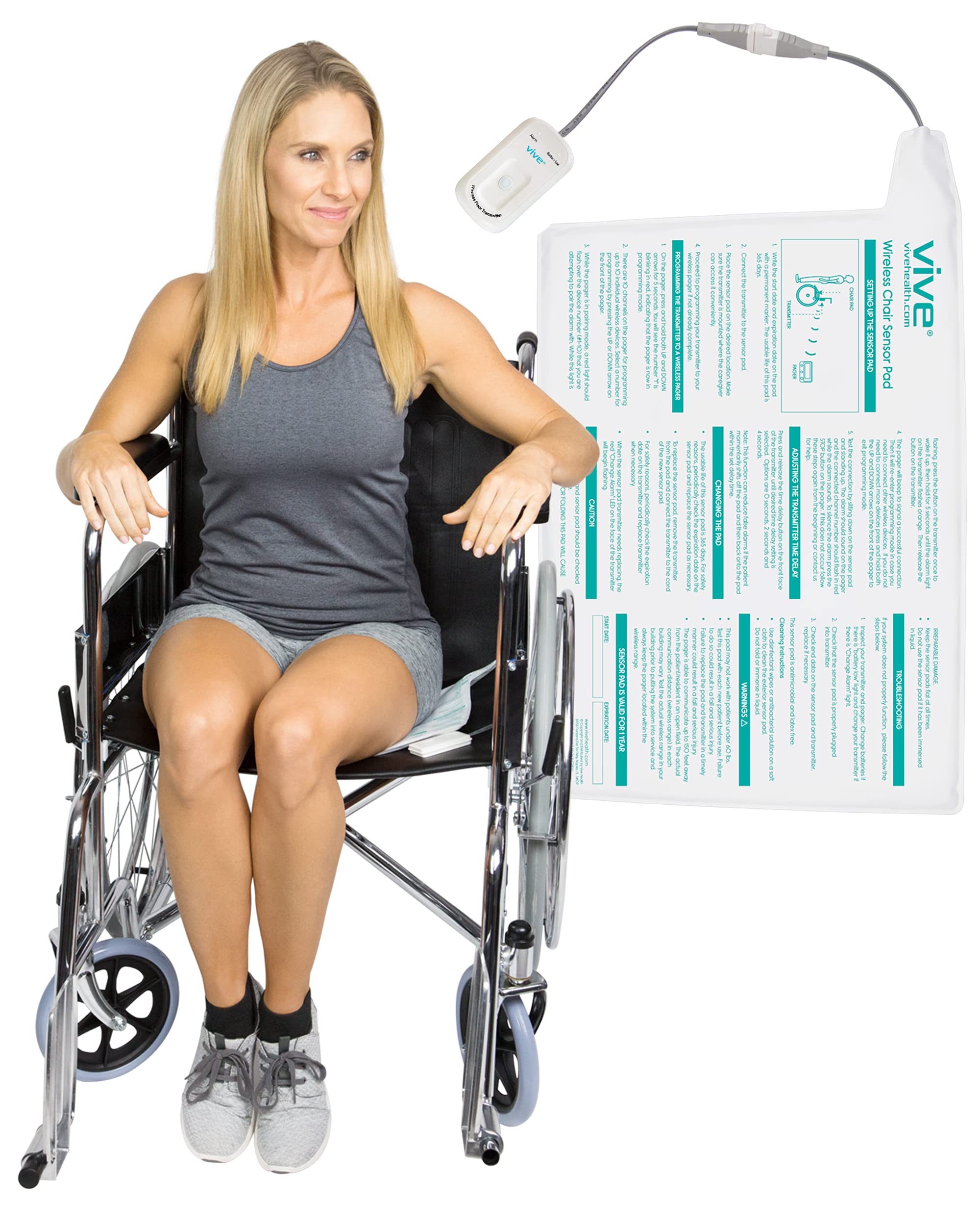 Wireless Chair Alarm by Vive Wheelchair Motion Sensor Kit for Elderly